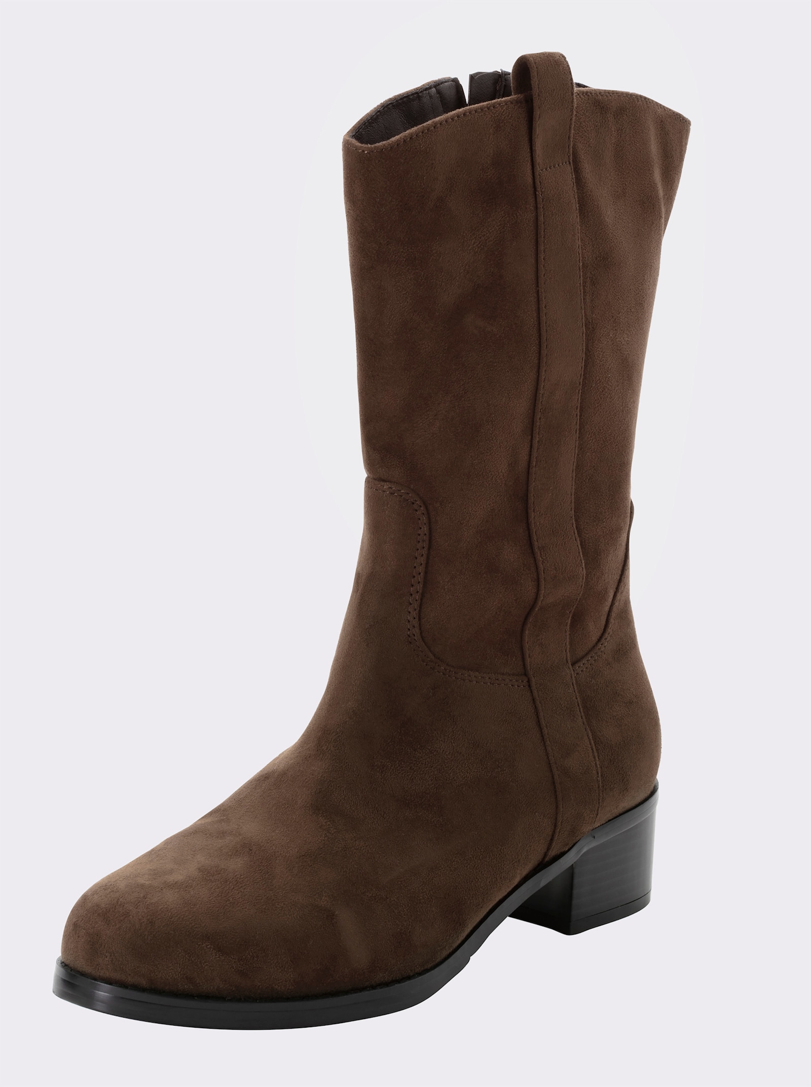 sheego Stiefelette in Wildleder-Optik - braun