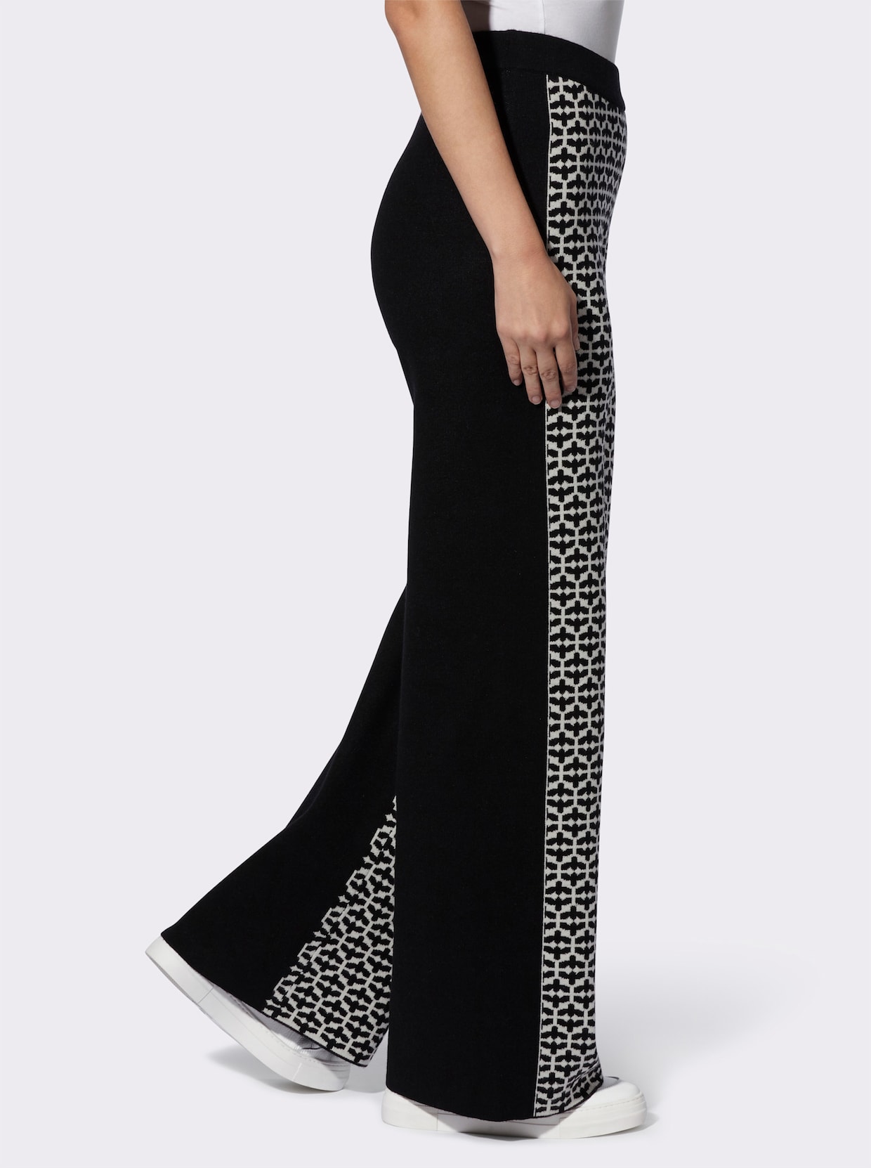 heine Broek van tricot - zwart/ecru gedessineerd
