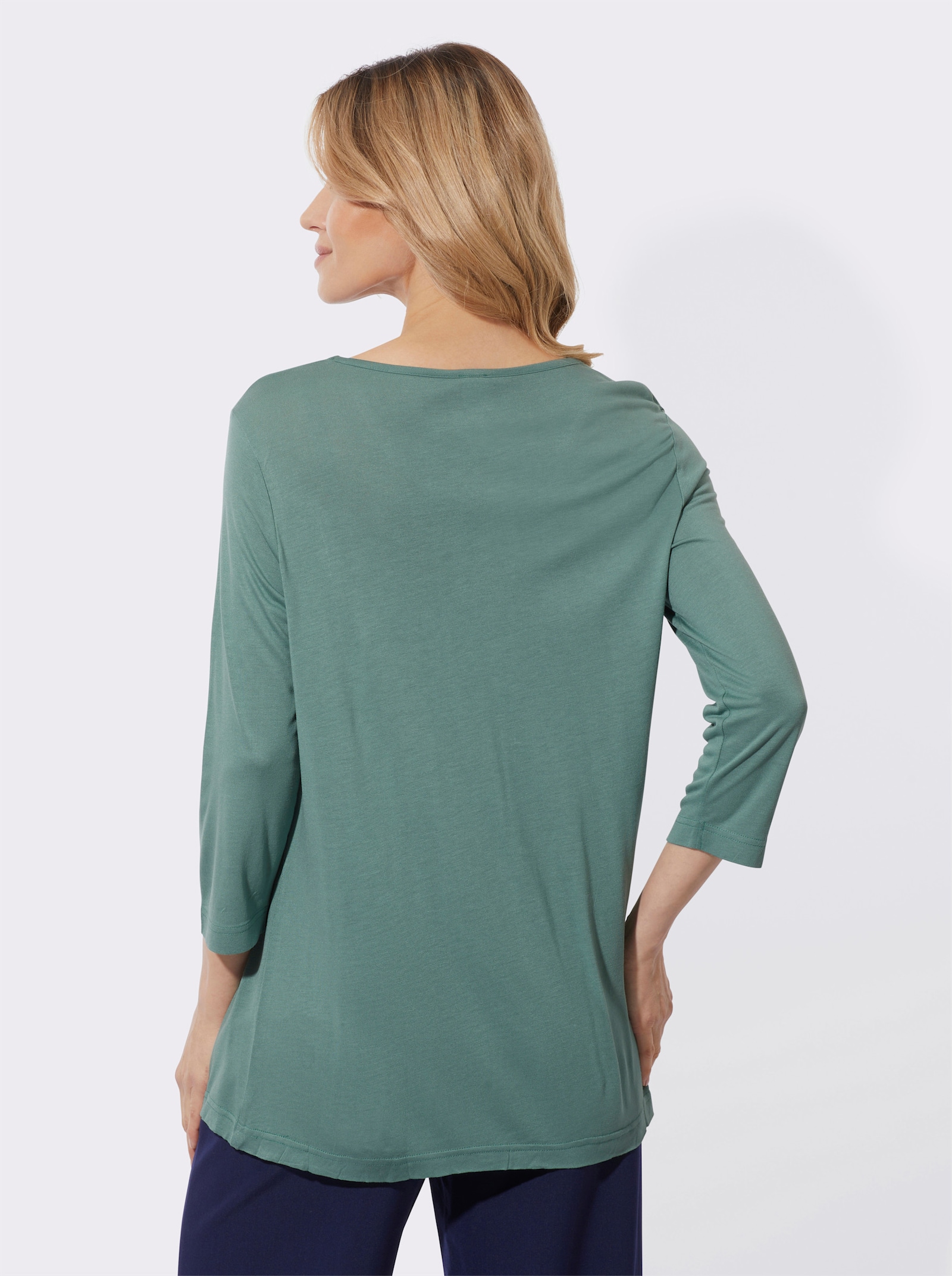 Longshirt mit Glitzersteinchen - jade