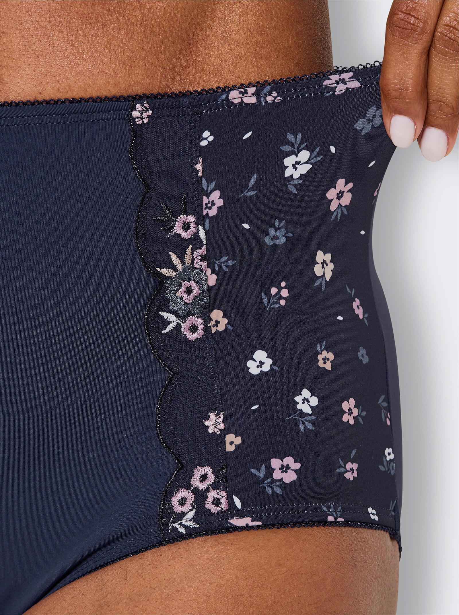 wäschepur Taillenslip mit Mäusezähnchen-Borte - marine-mauve + marine