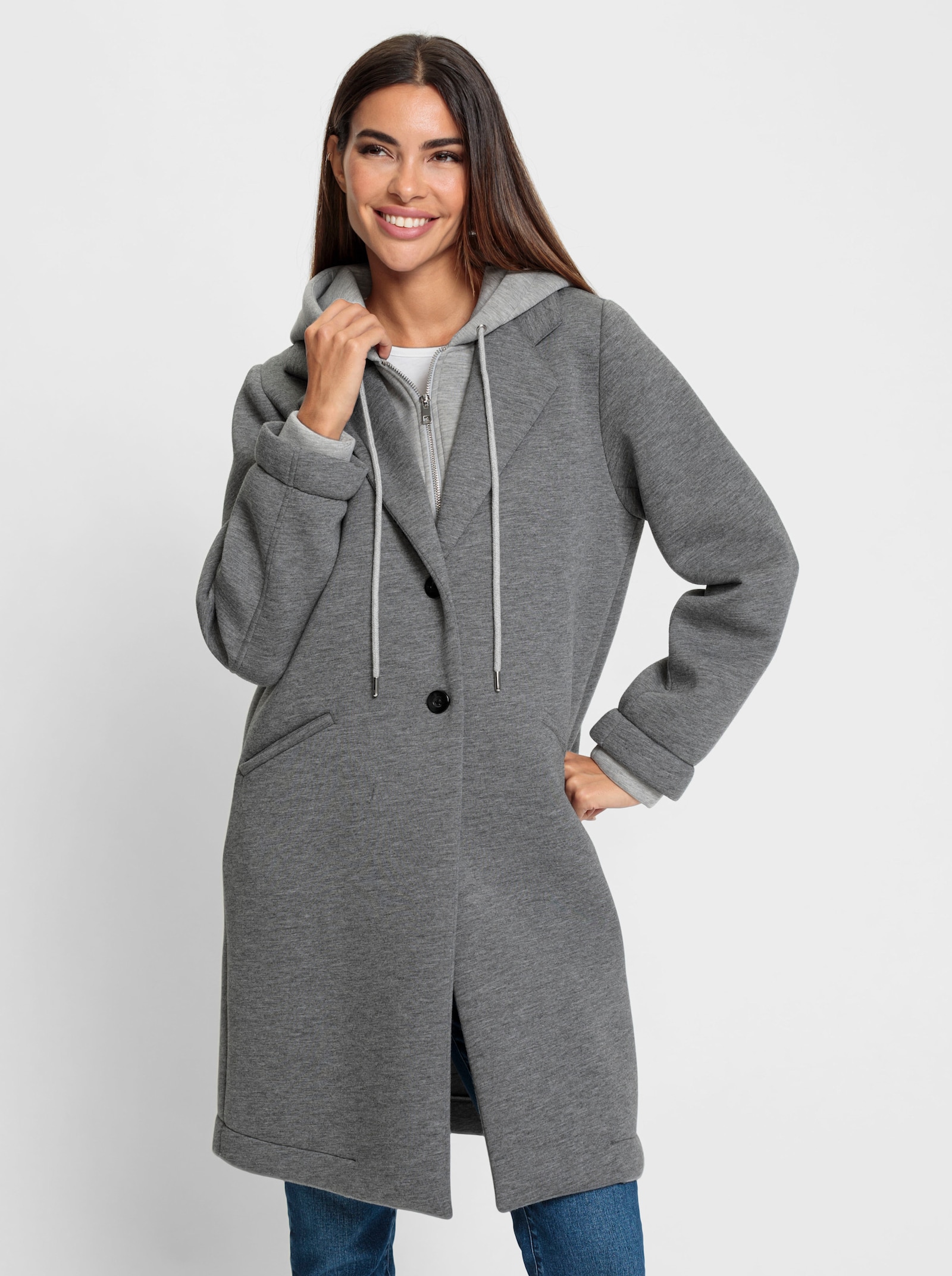 heine Manteau court à effet superposé - gris pierre chiné