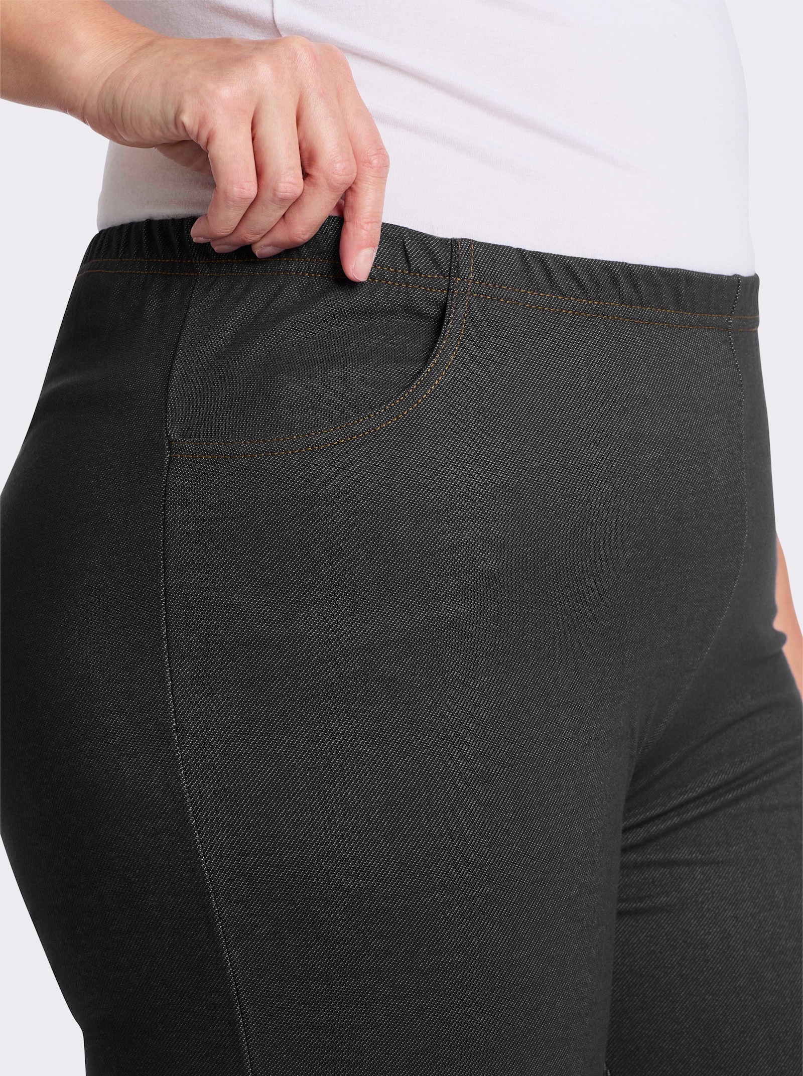 Freizeithose mit Kontrastnähten - black-denim