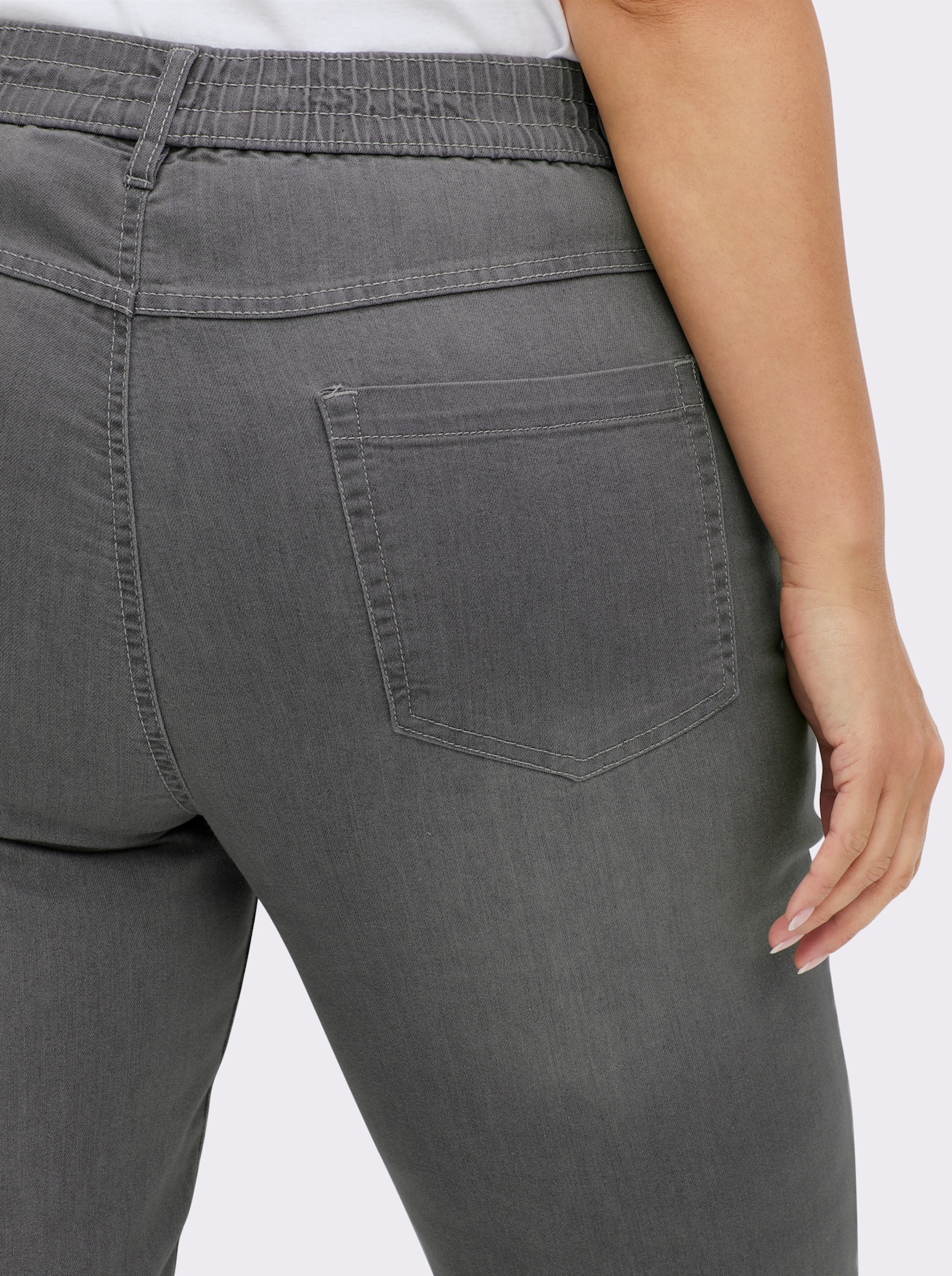 High-waist-Jeans mit hohem Rundum-Dehnbund - grey-denim