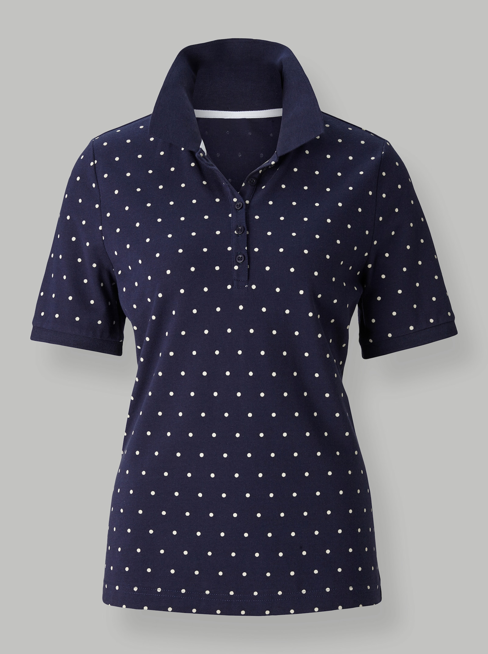 Poloshirt in Pünktchen-Dessin - marine-getupft