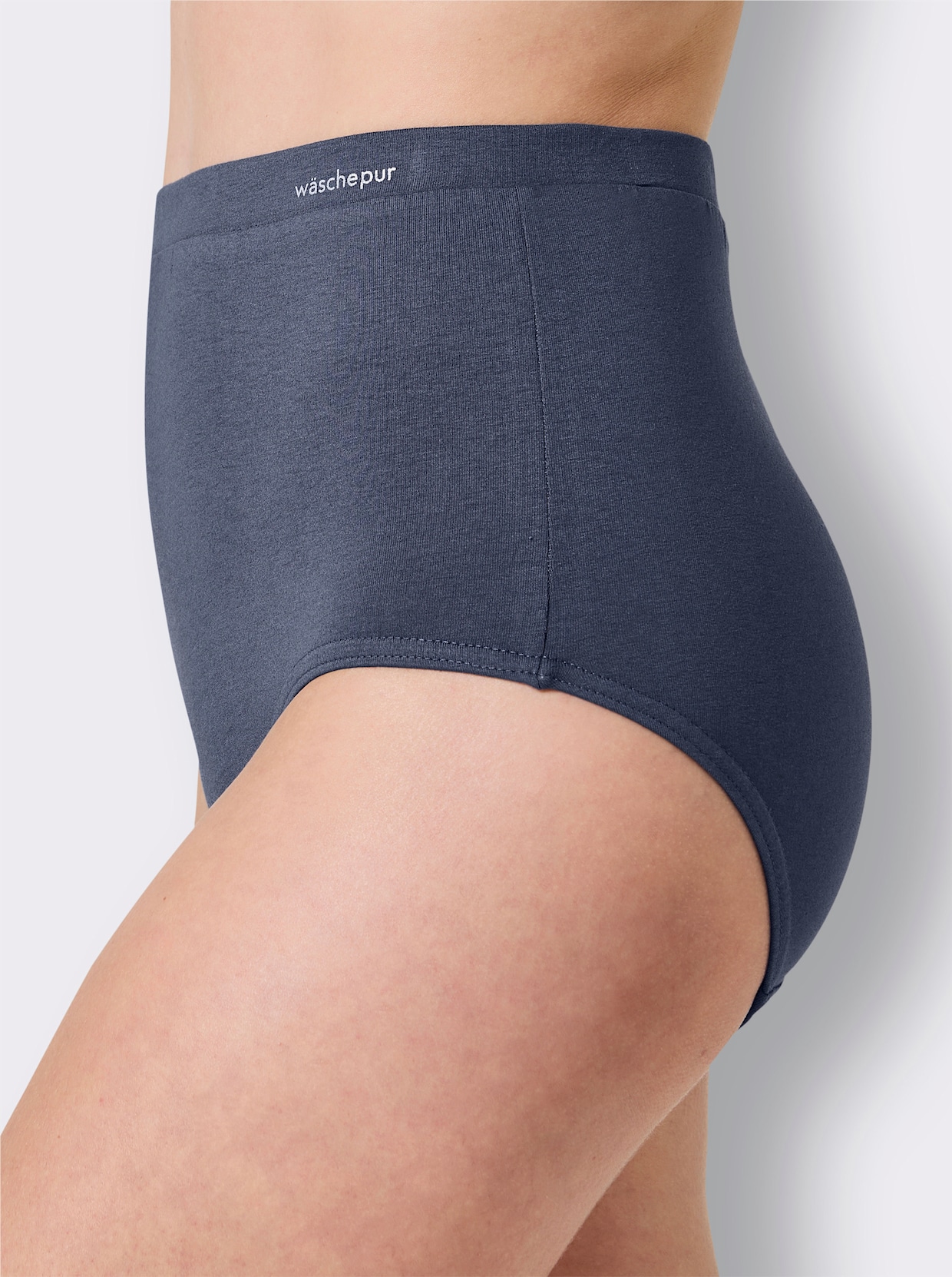 wäschepur Taillenslip - 2x weiß-gestreift + 2x rauchblau