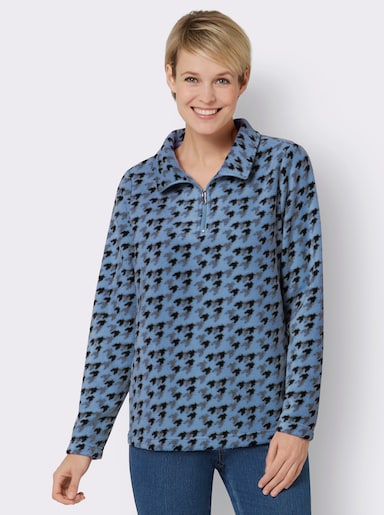 Fleece-Shirt - mittelblau-bedruckt