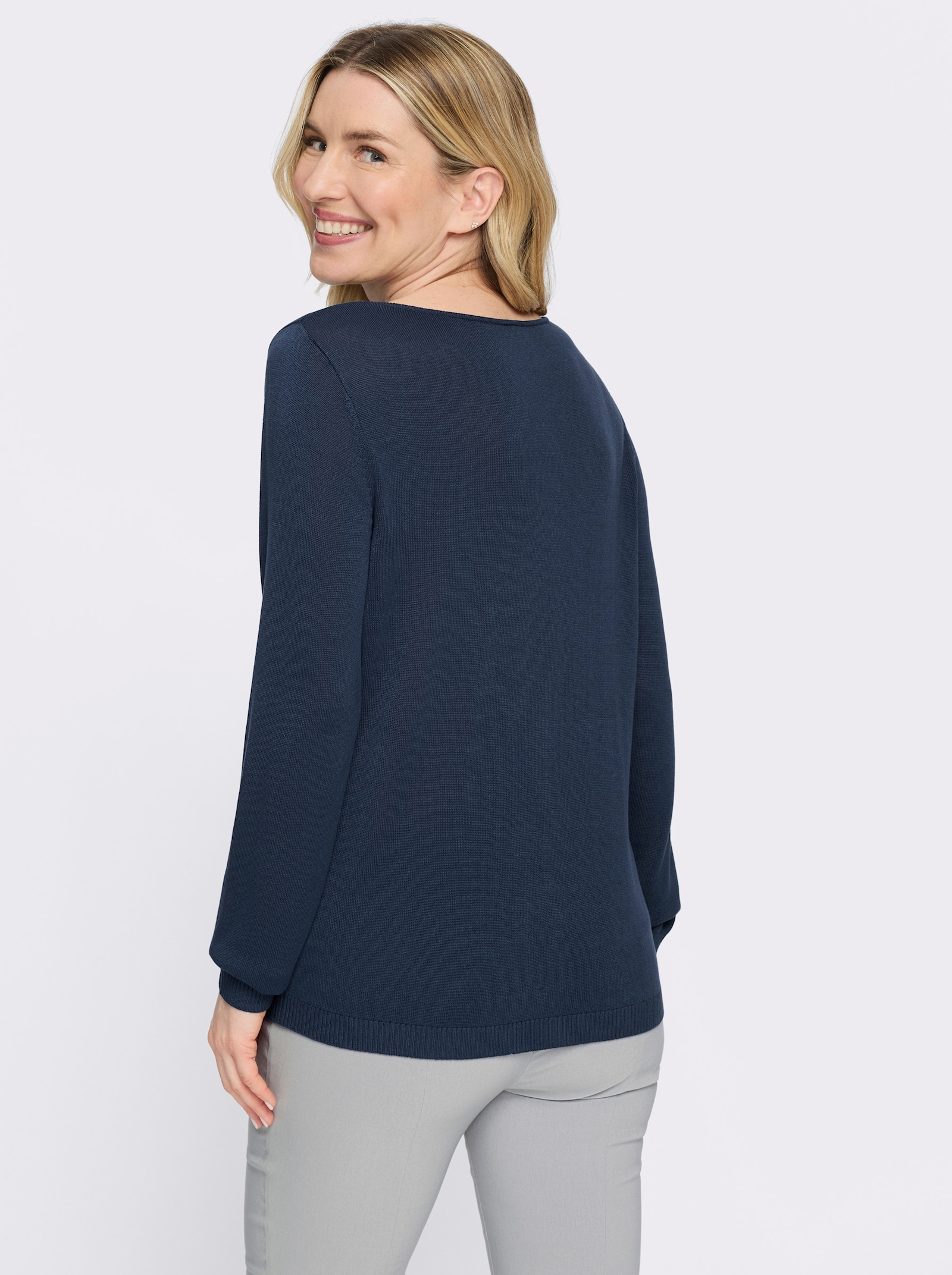 Wasserfallpullover aus reiner Viskose - dunkelblau