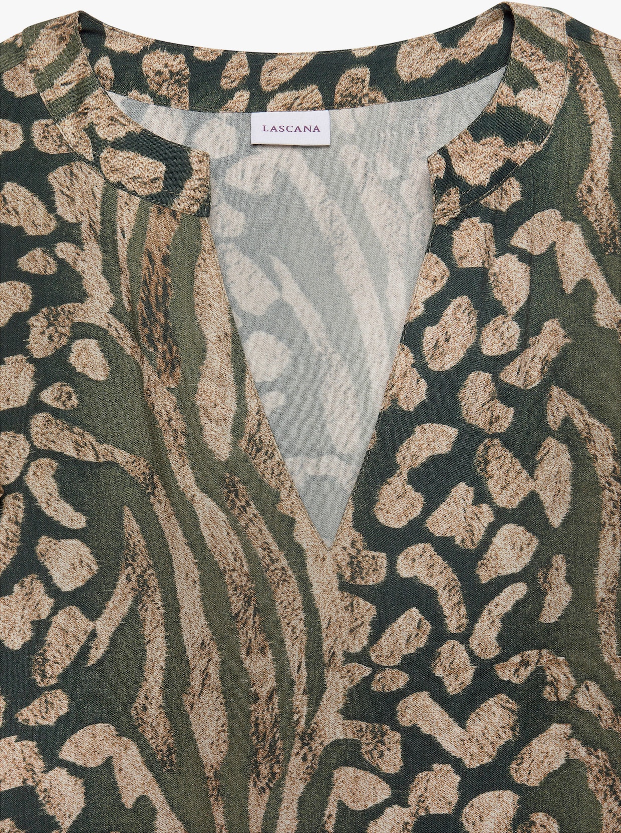 LASCANA Robe d'été - taupe-vert imprimé