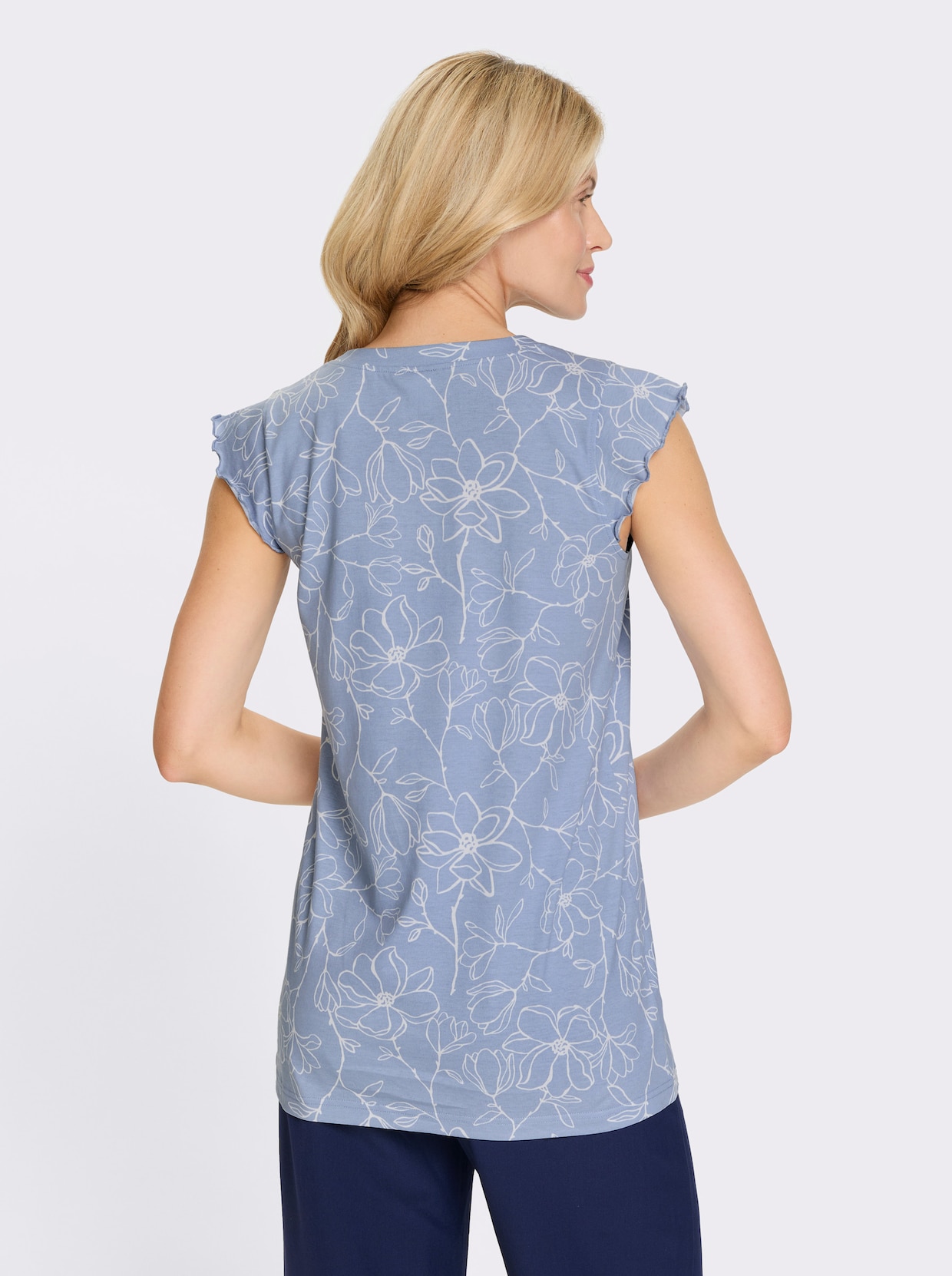 Lang shirt - bleu/wit