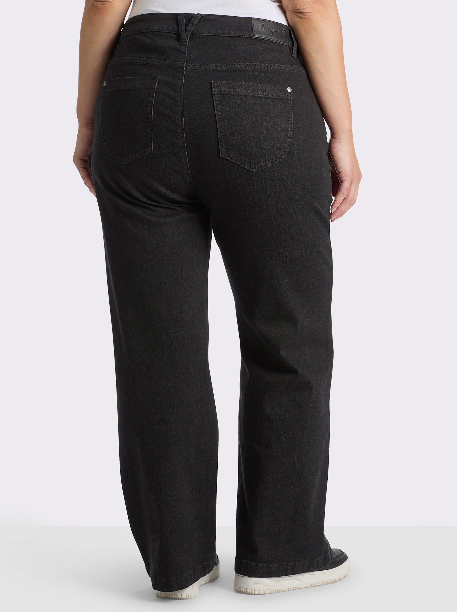 sheego Jeans mit weitem Beinschnitt - black-denim