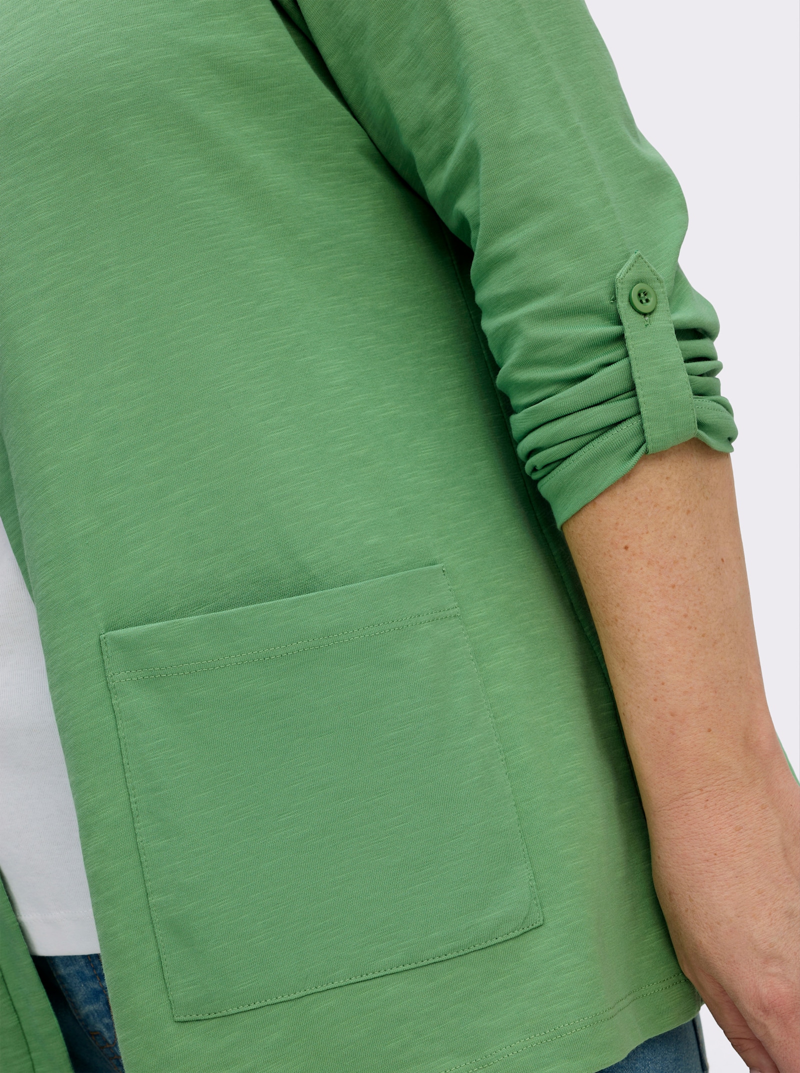 Shirtjacke mit Flammgarn-Struktur - apfel