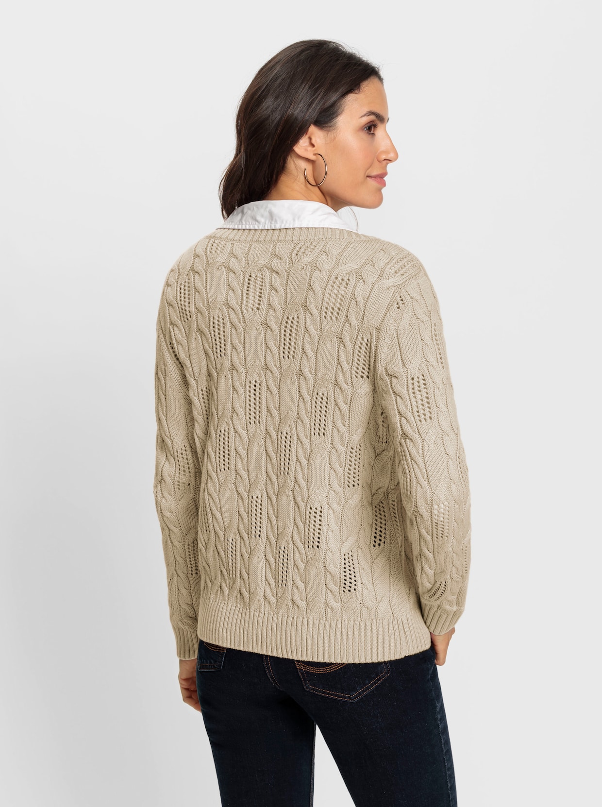 V-Ausschnitt-Pullover - sand