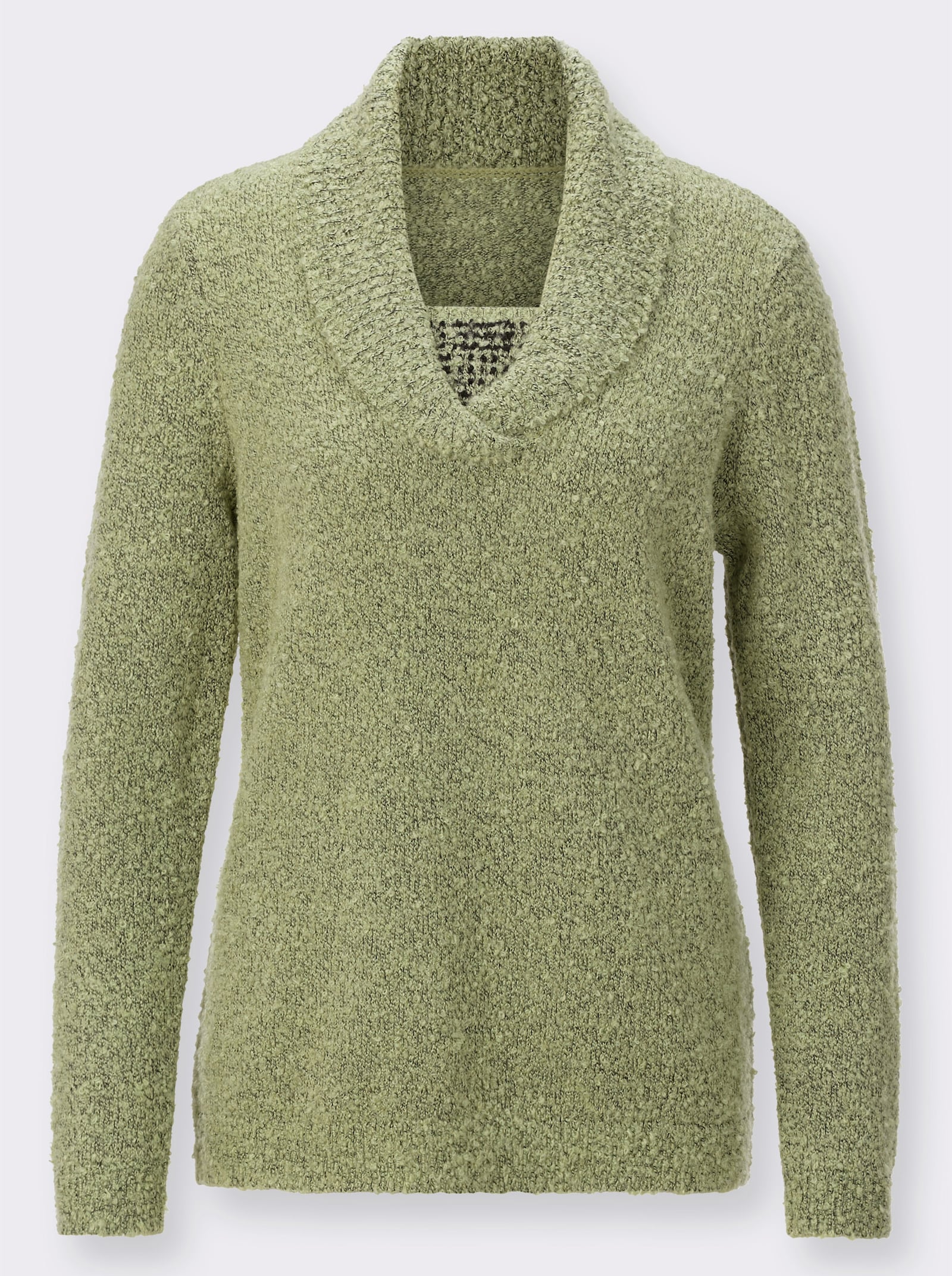 Pullover in 2-in-1-Optik mit Schalkragen - lindgrün