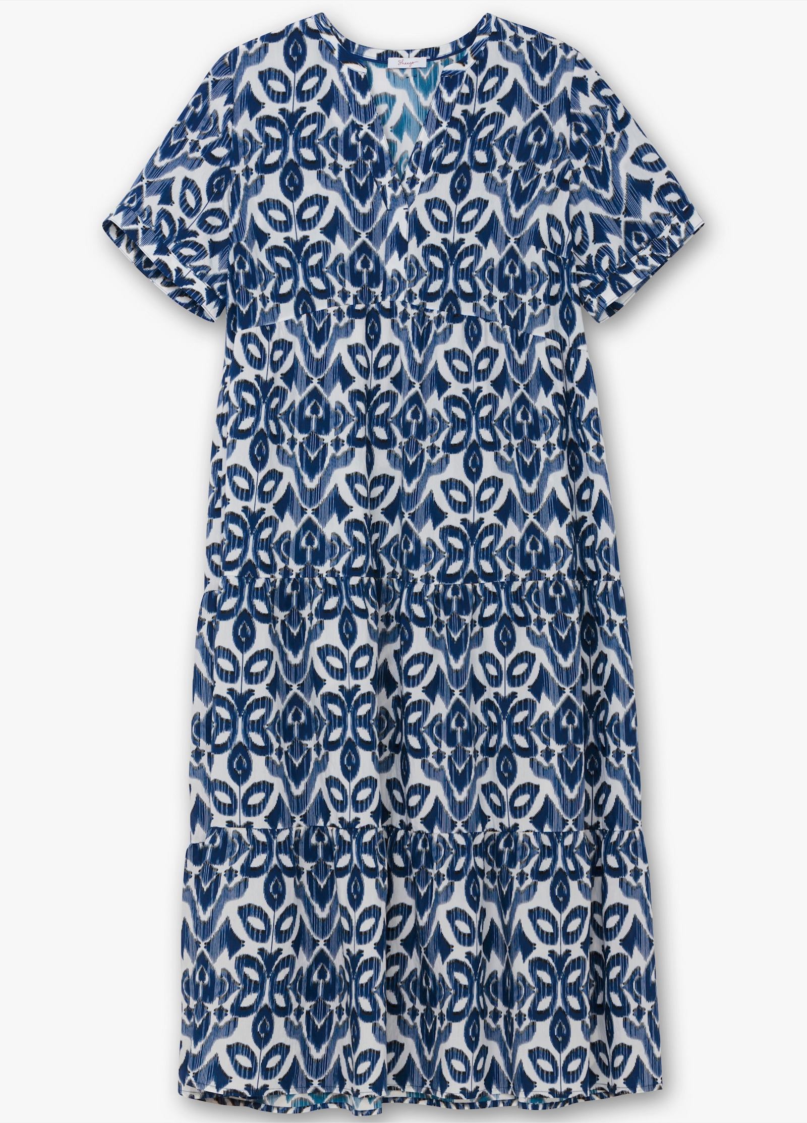 sheego Maxikleid mit Stufenrock - ecru-gemustert