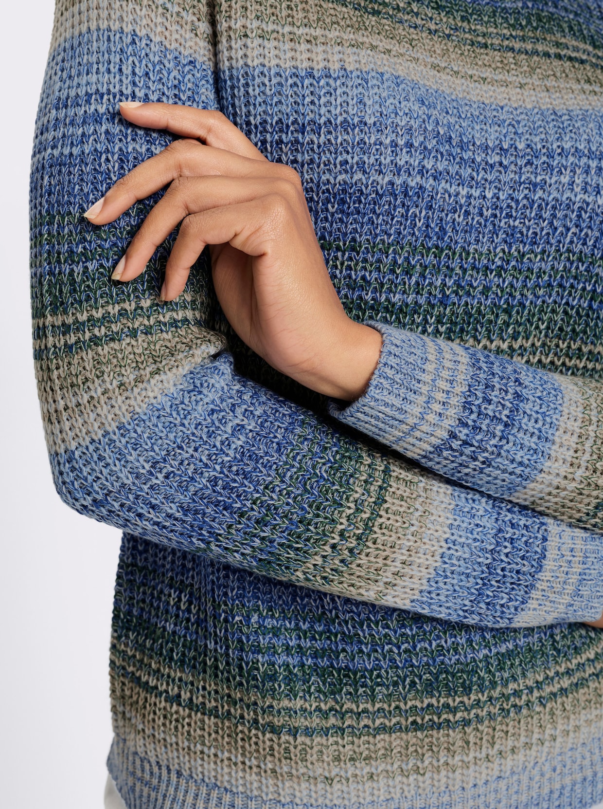 Pullover met lange mouwen in riblook - koningsblauw/sesam gedessineerd