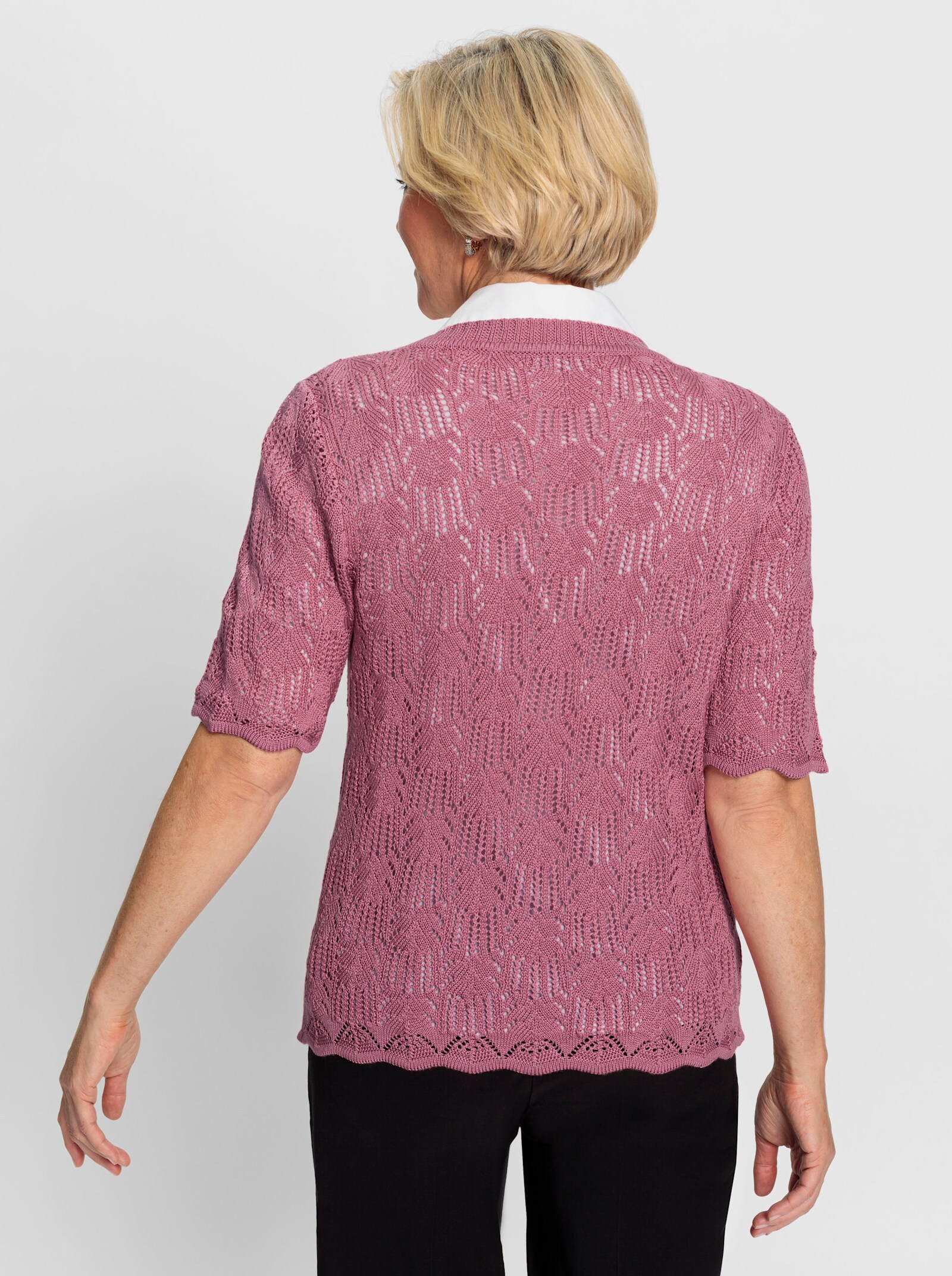 Strickweste im Ajour-Muster - altrosa