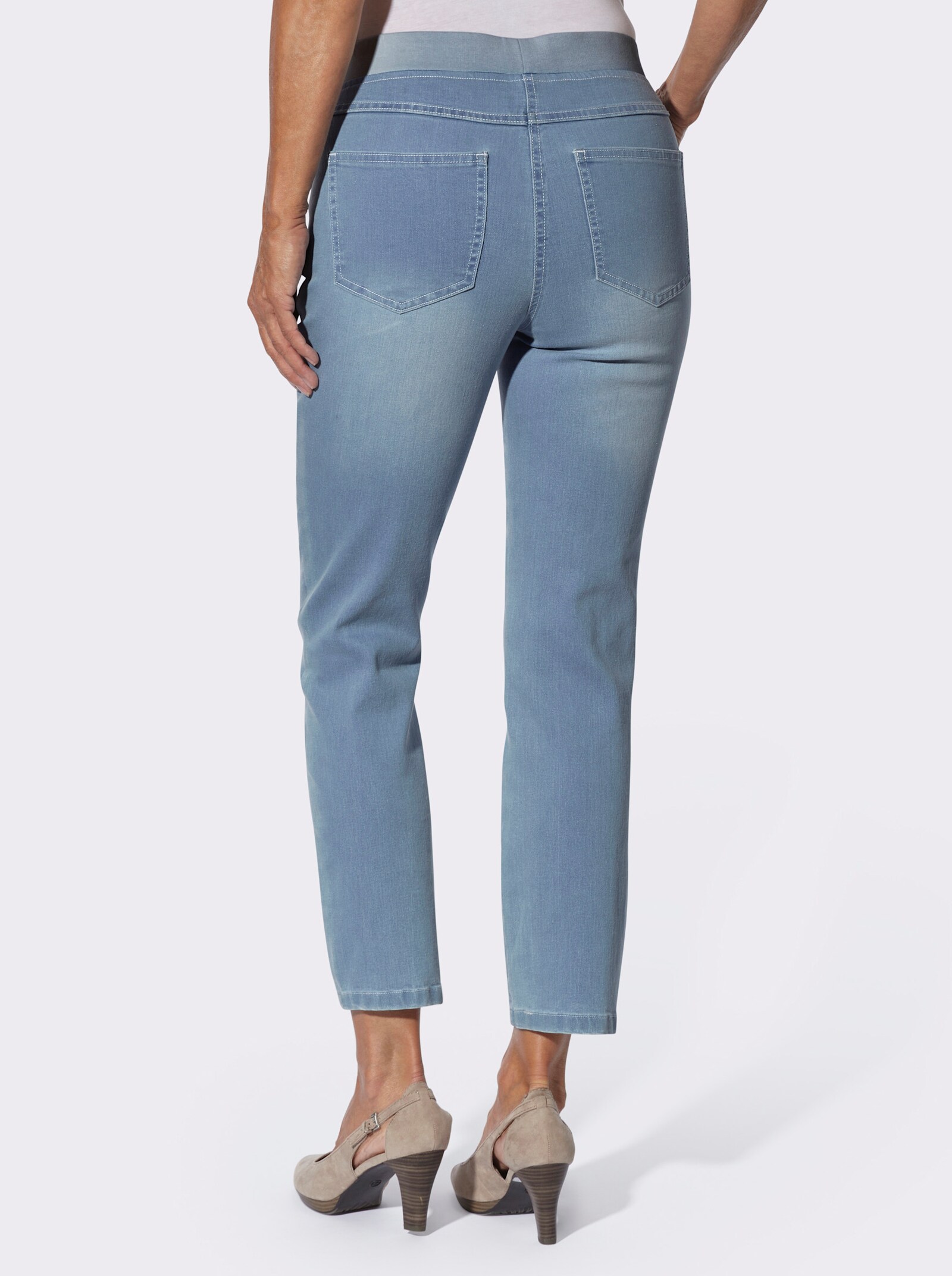 Schlupfjeans mit Stretch-Bund - blue-bleached