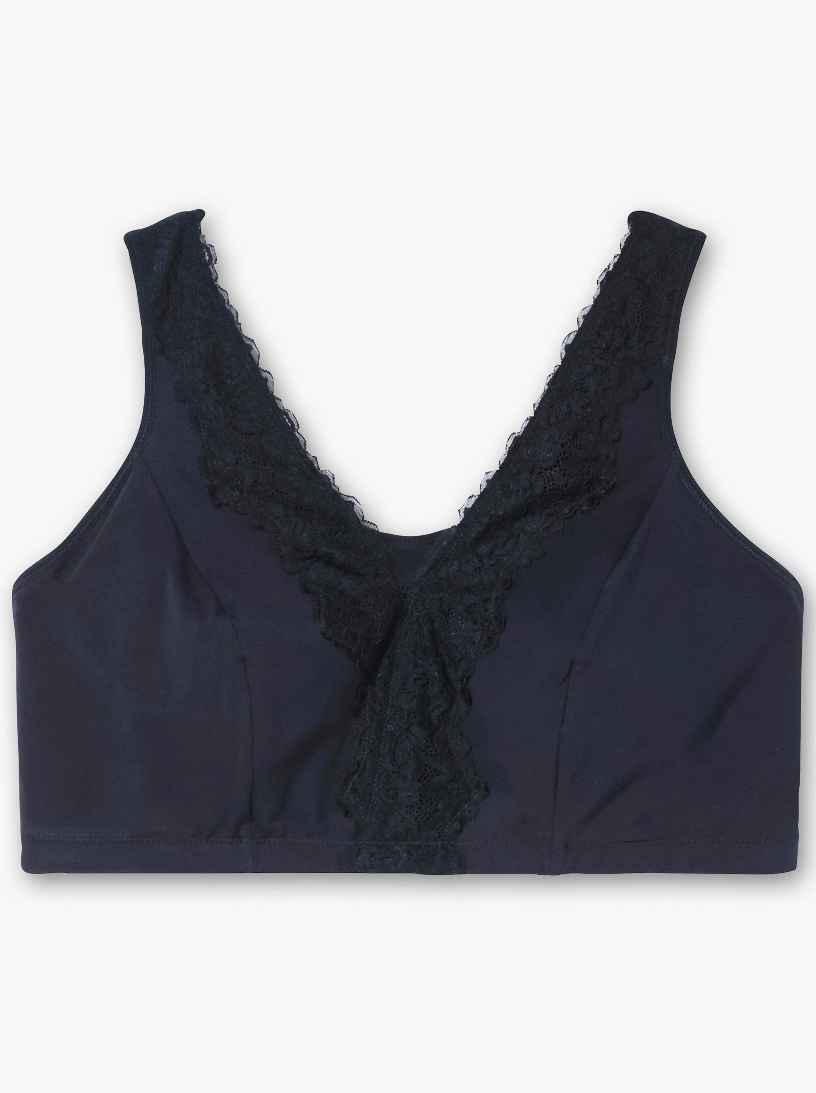 sheego Bügelloser BH in Bustier-Form, mit Spitzenborte - marine