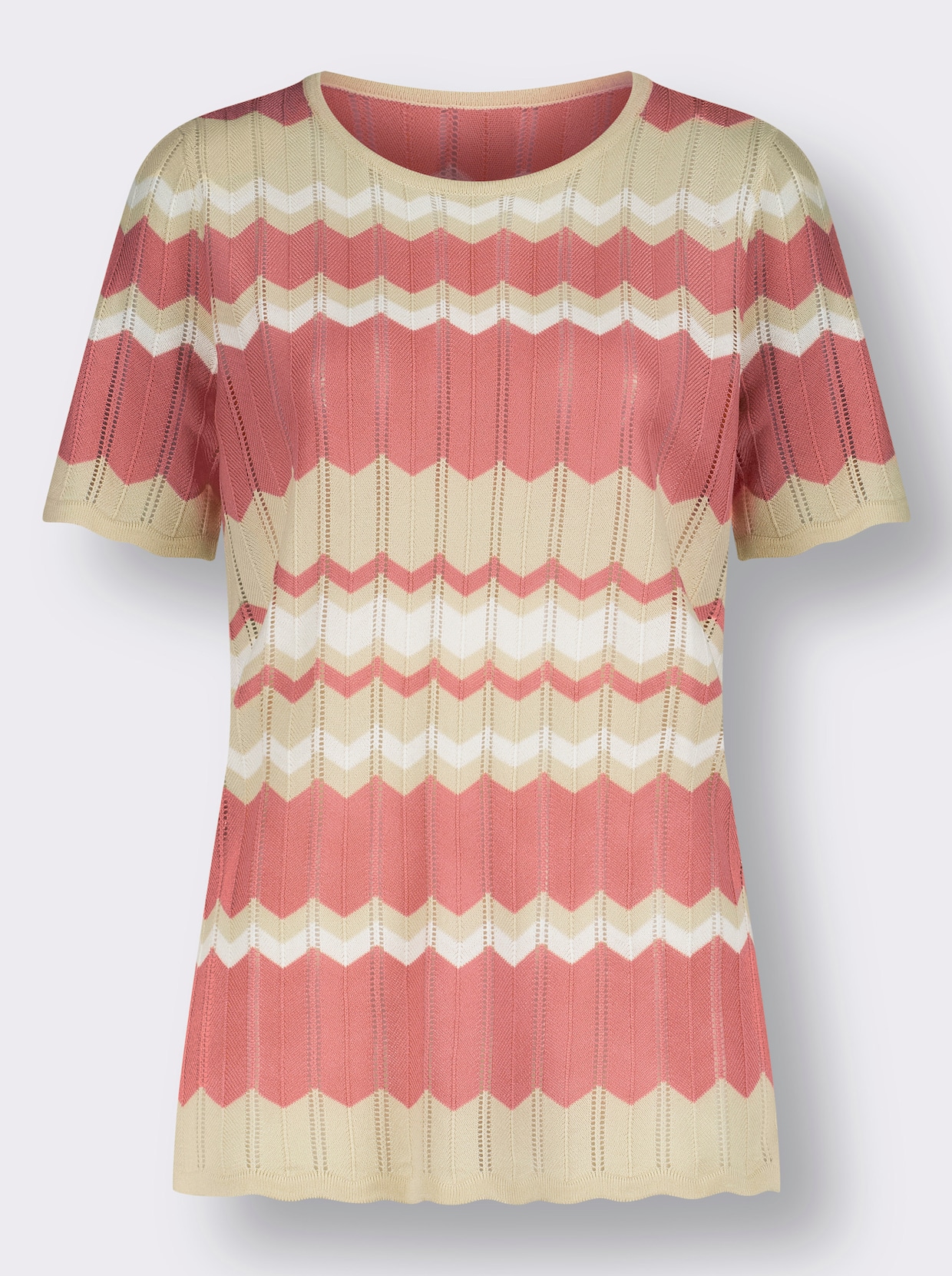 Ajourpullover - flamingo-sand-gemustert