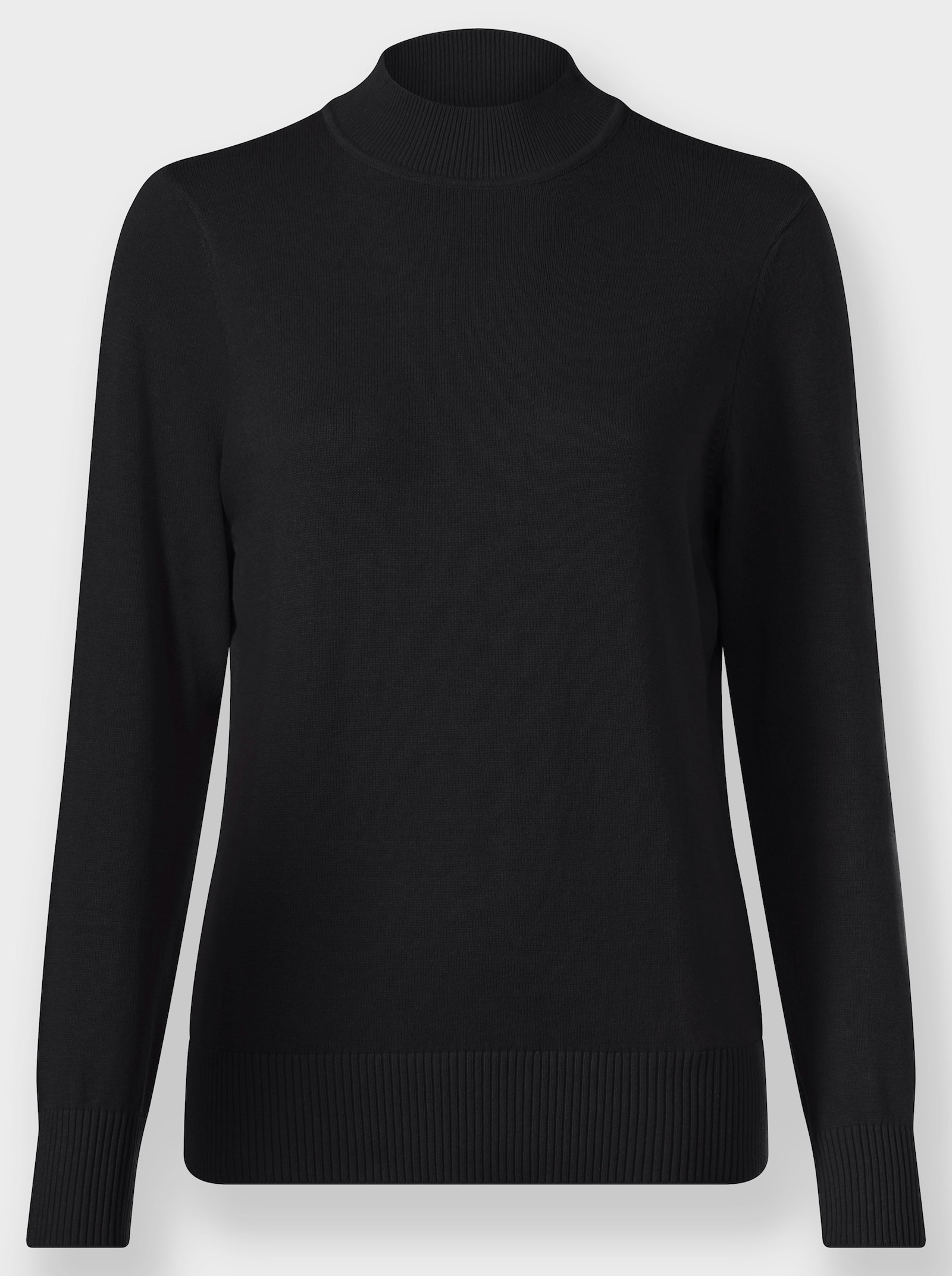 Pull à col montant avec finitions côtelées - noir