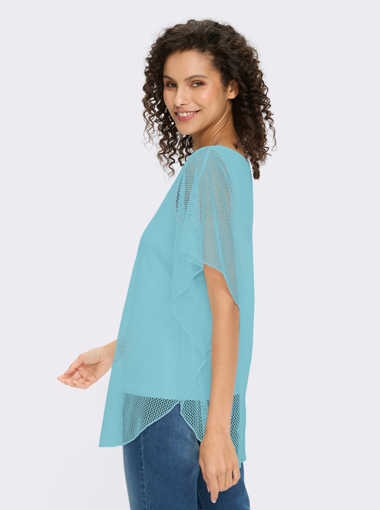 heine Kurzarmshirt im Poncho-Stil - aquamarin