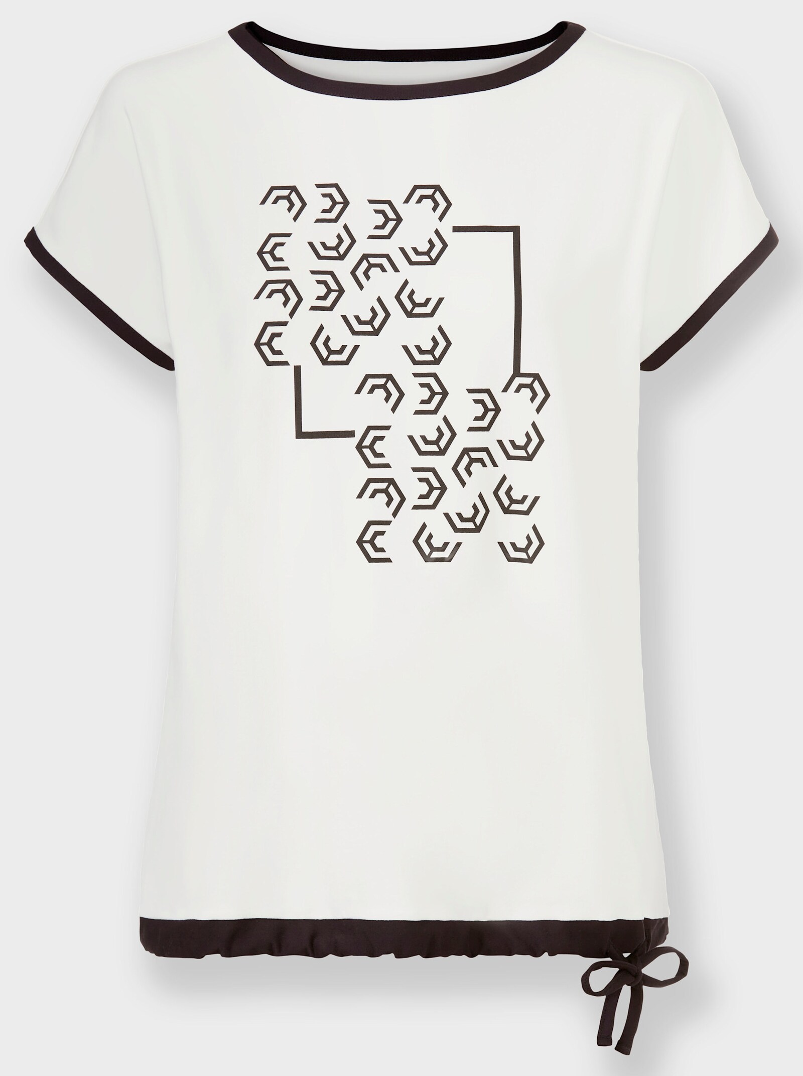  Shirt mit weitenregulierbarem Saum - weiß-schwarz-bedruckt