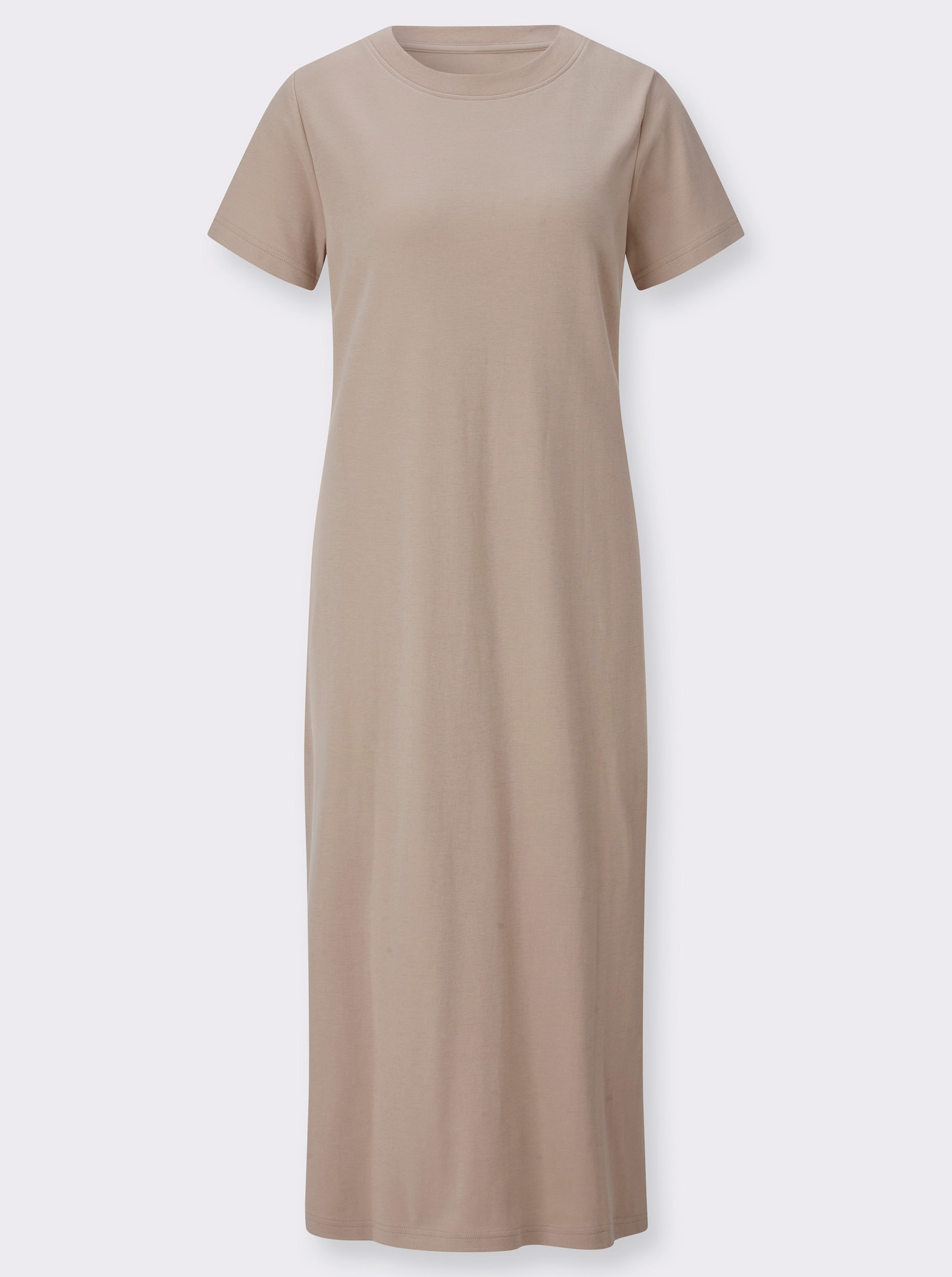 Jerseykleid mit Seitenschlitzen - sesam