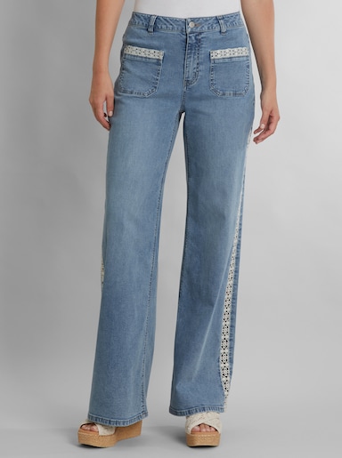 heine Bootcut-Jeans mit Spitze seitlich - blue-bleached