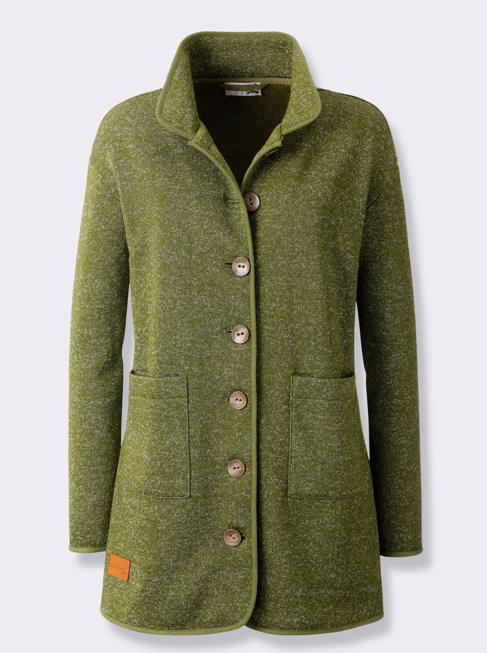 Strickfleecejacke in Melange-Optik - schilf-ecru-meliert