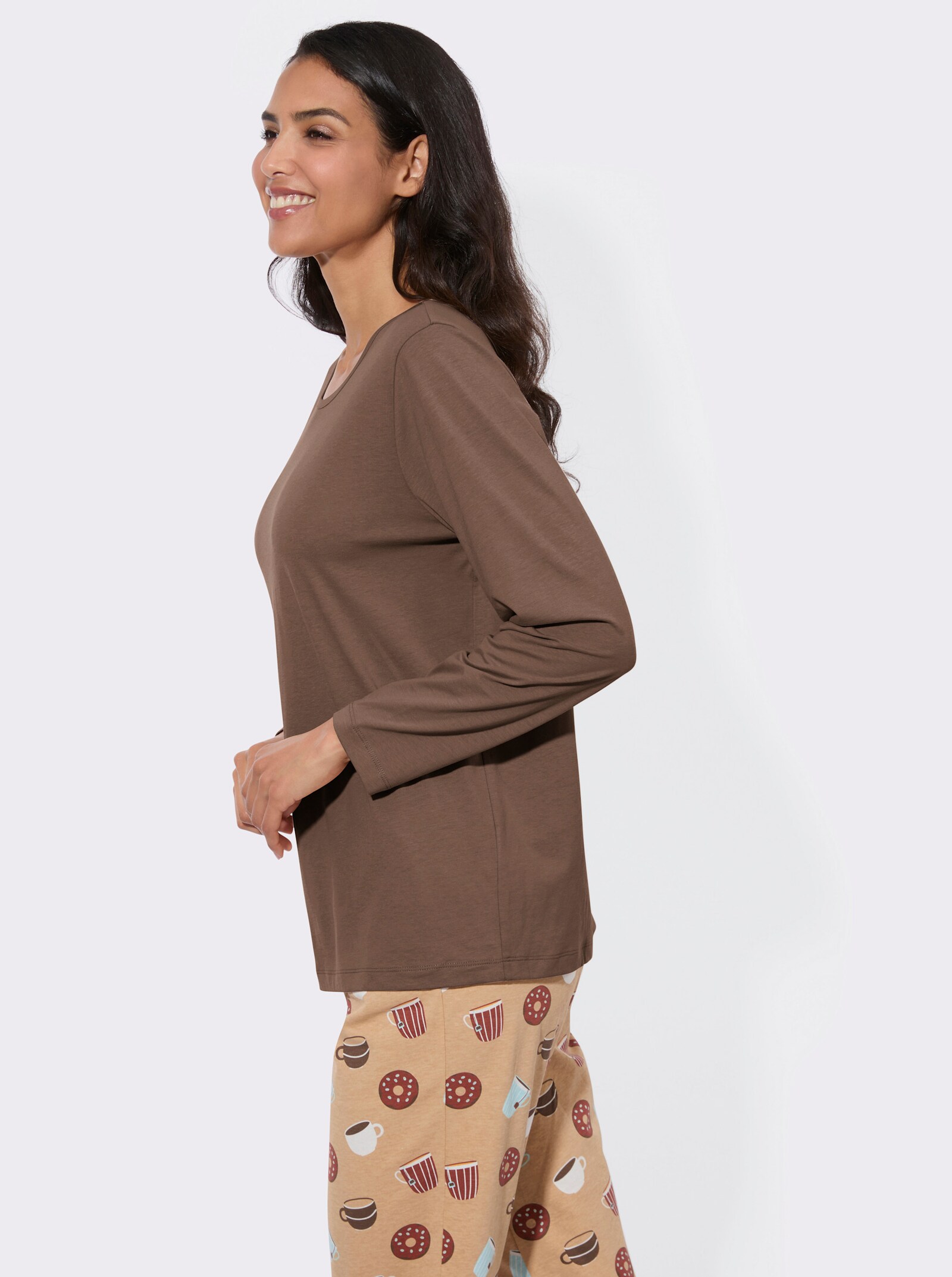 Schlafanzugshirt in Single-Jersey-Qualität - schoko