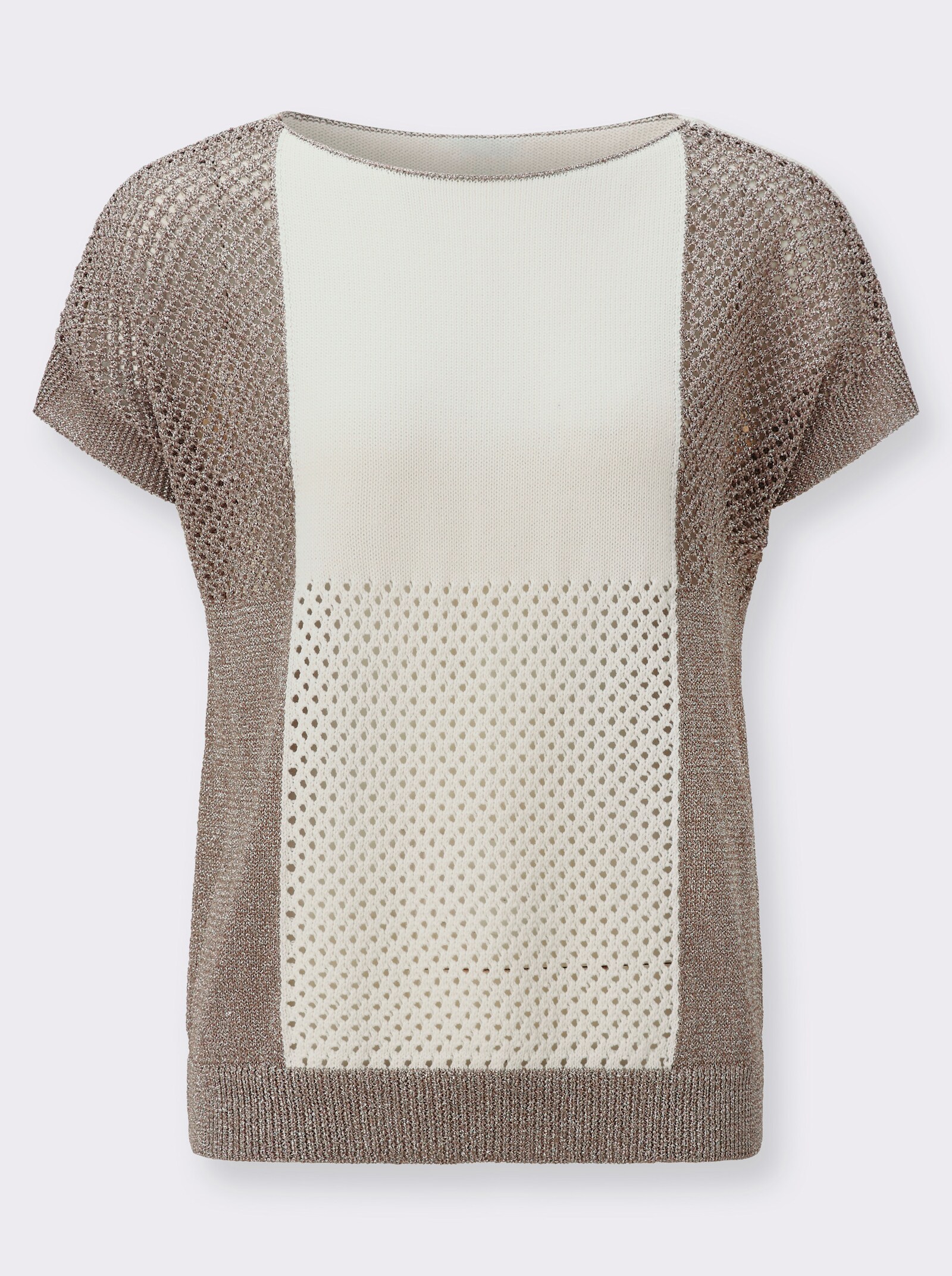 Ajourpullover mit Glanzgarn - sesam-ecru