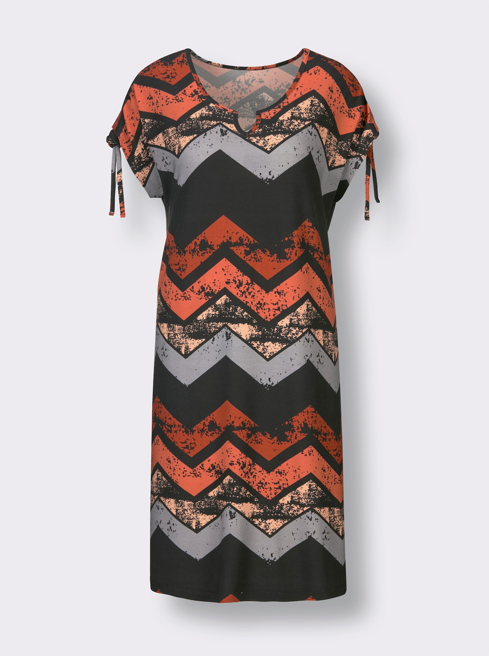 feel good Sommerkleid - schwarz-papaya-bedruckt