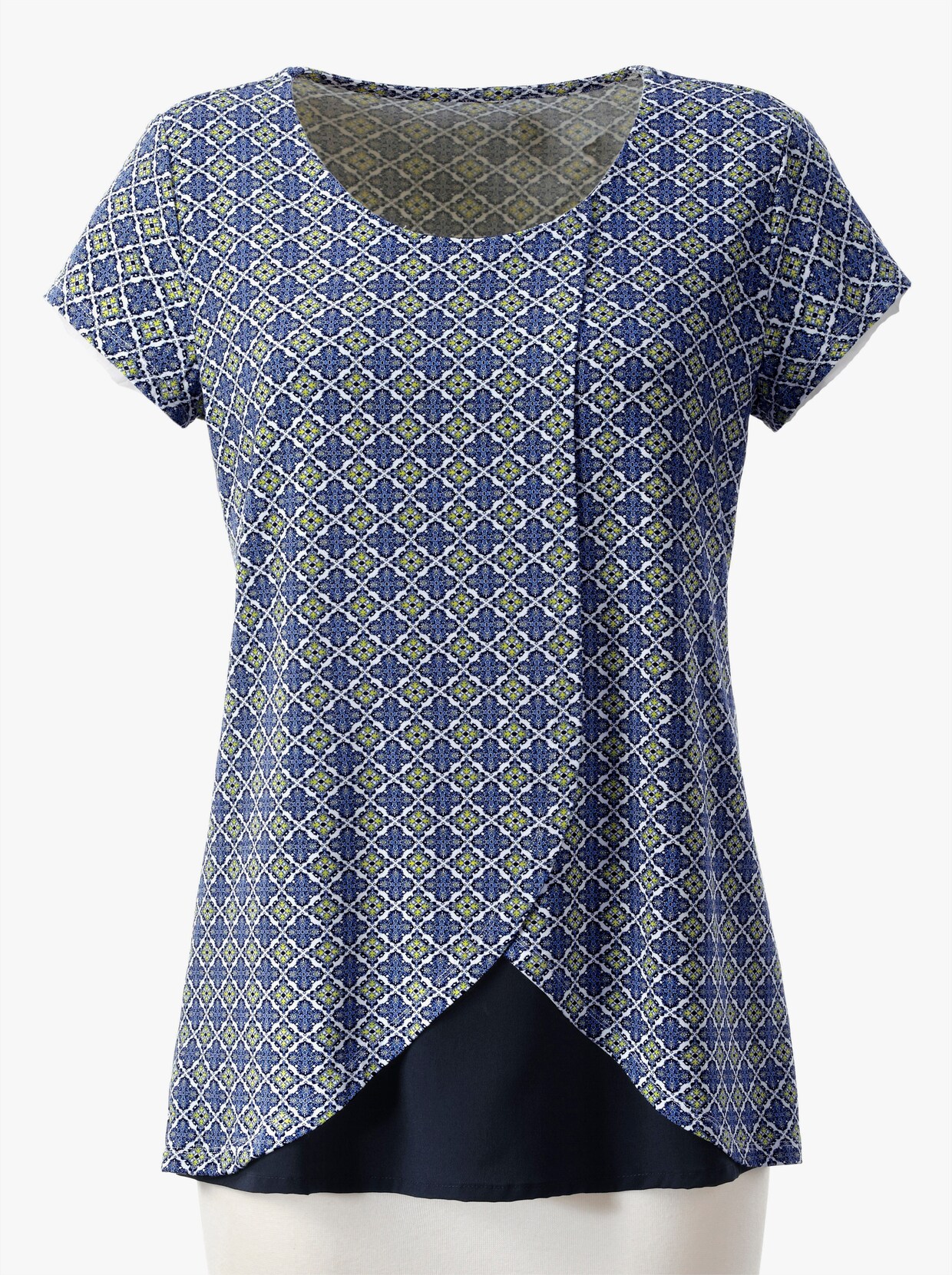 2-in-1-Shirt - marine-gelb-bedruckt