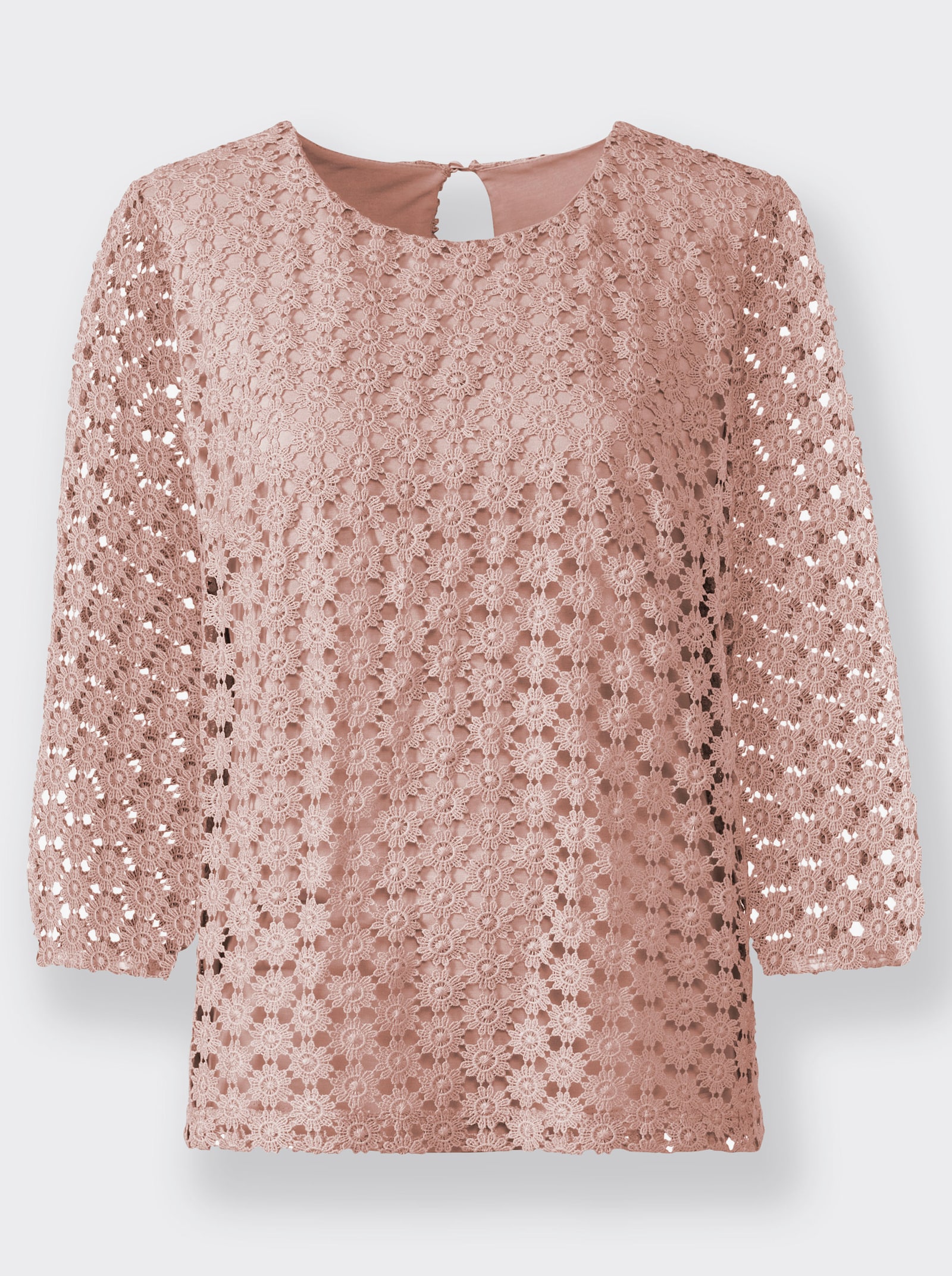 Spitzenshirt , am Body blickdicht unterlegt - puder