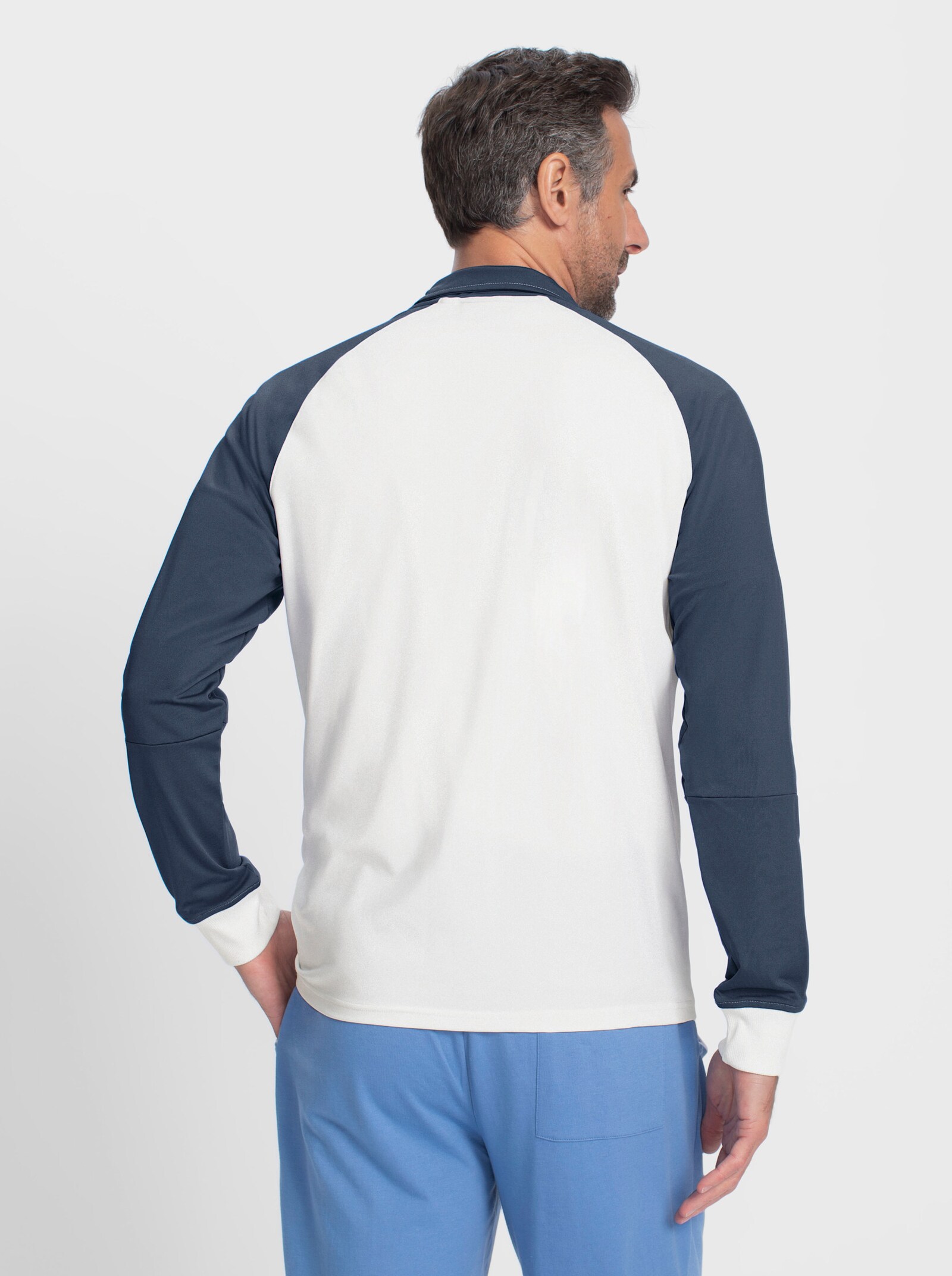 Catamaran Sports Sweatshirt, vormvast en onderhoudsarm - ecru/donkerblauw