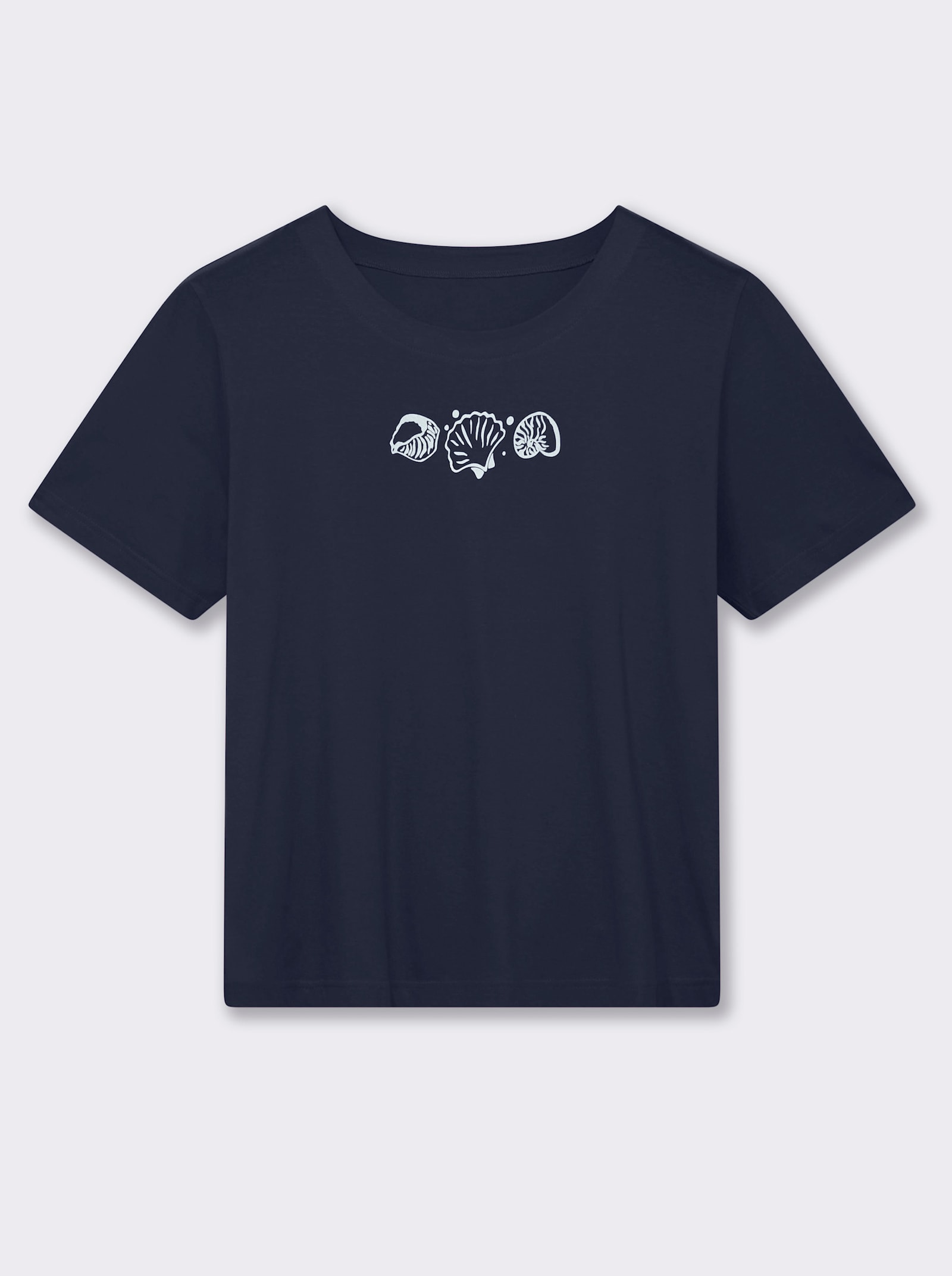 Kurzarmshirt mit Muschel-Druck - marine