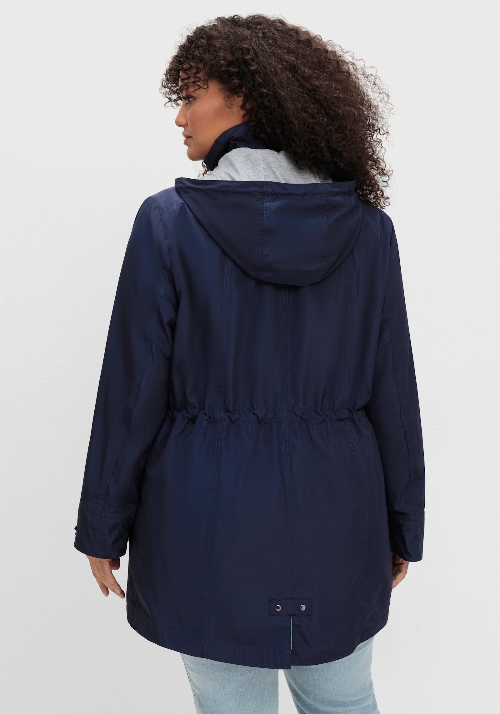 Parka mit Jerseyfutter in Melange-Optik - marine