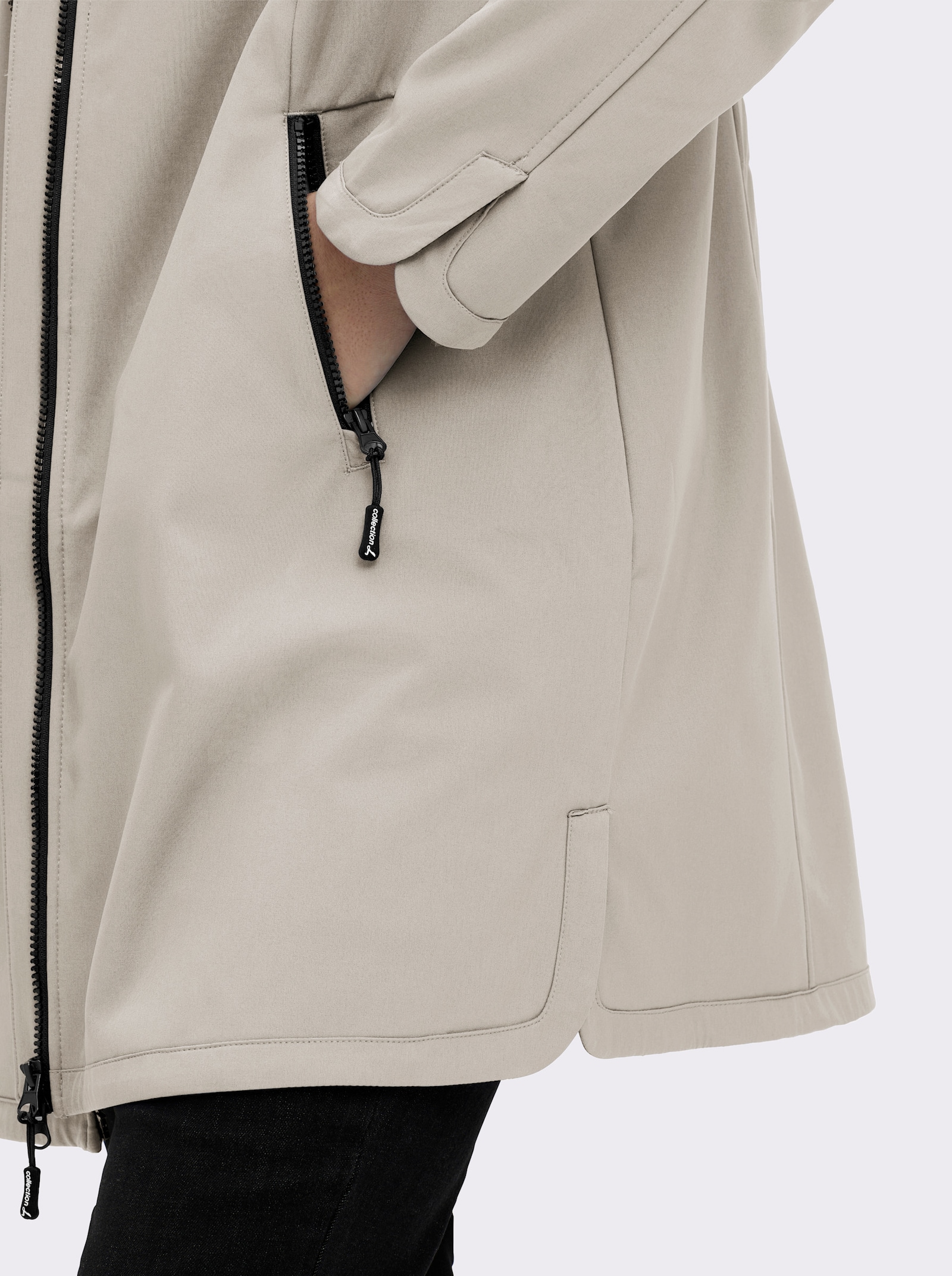 Softshelljacke mit Gummizug im Rücken - stein