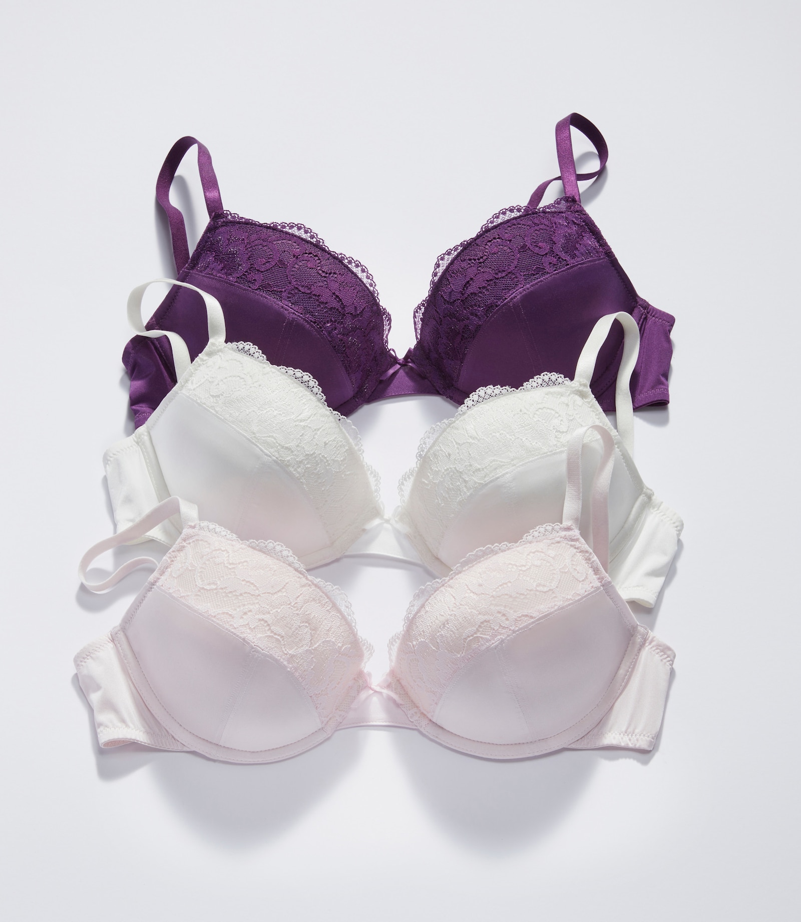 petite fleur Push-up-BH - pflaume + flieder + creme