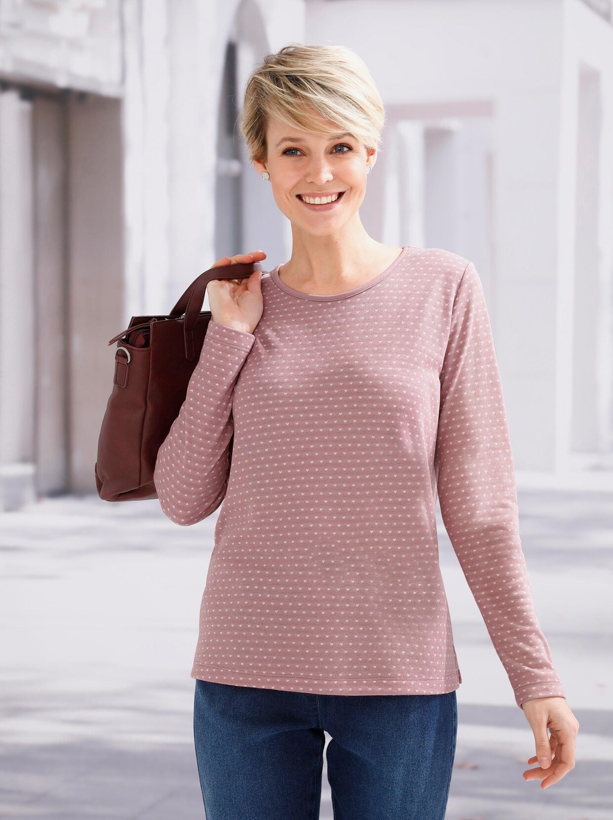 Rundhalsshirt - hortensie-gemustert