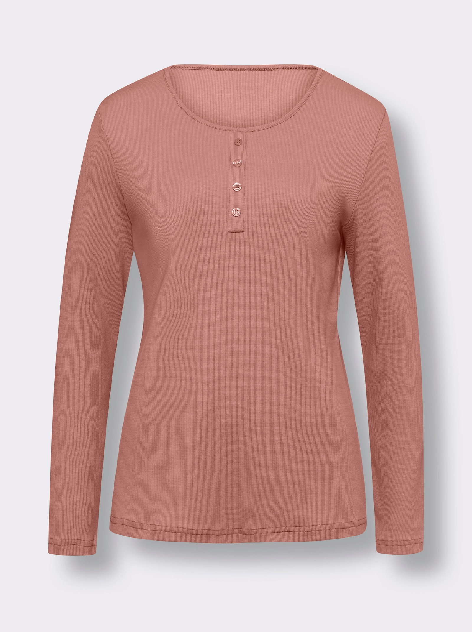 Shirt met lange mouwen en sierknoopsluiting - rozenhout