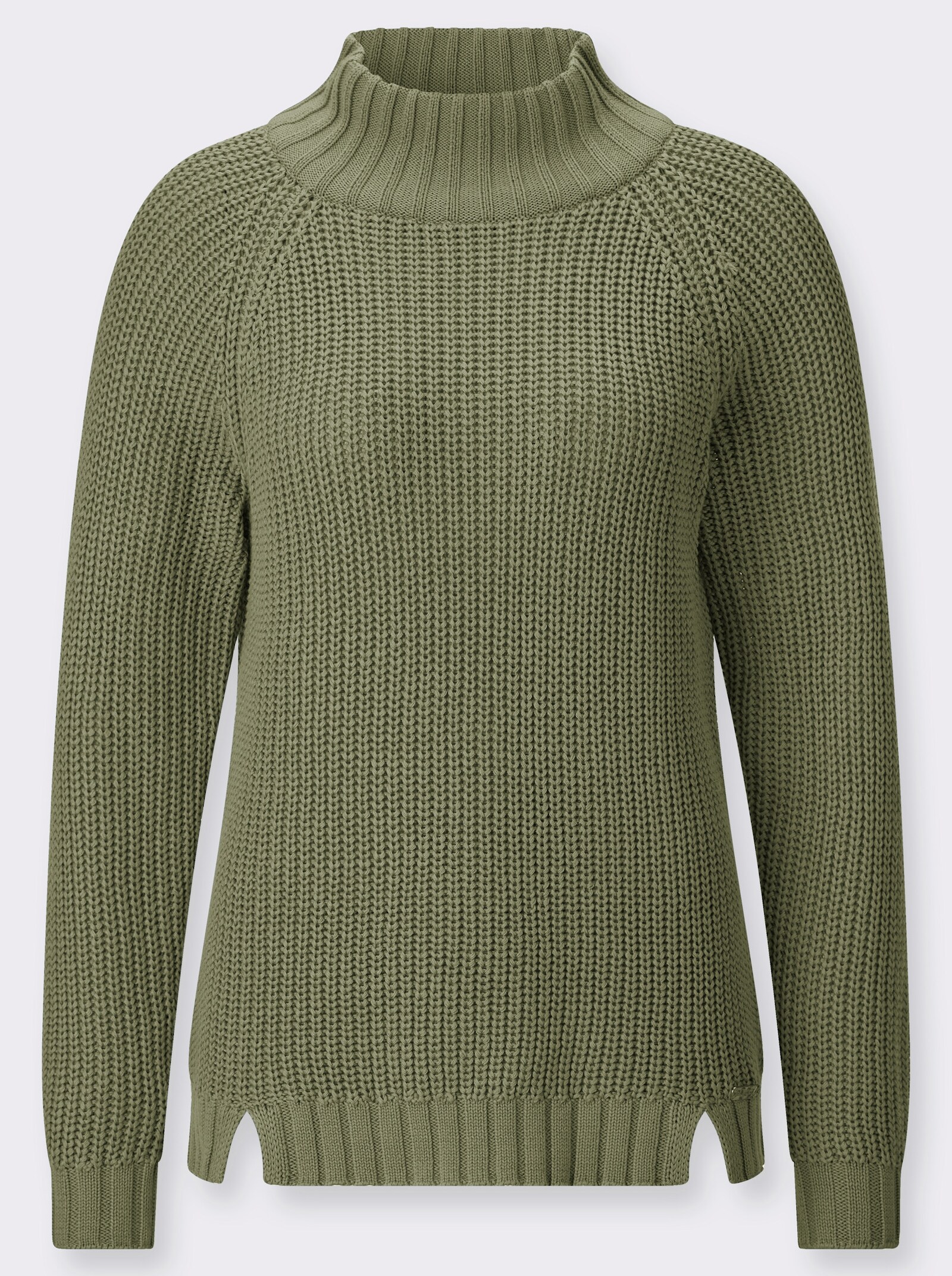 Stehkragenpullover mit Raglan-Ärmel - khaki