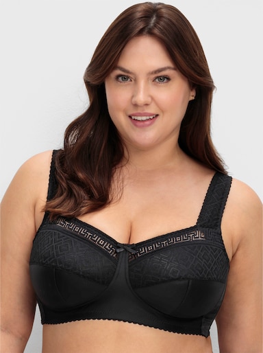 sheego Entlastungs-BH ohne Bügel mit Spitzen-Details - schwarz
