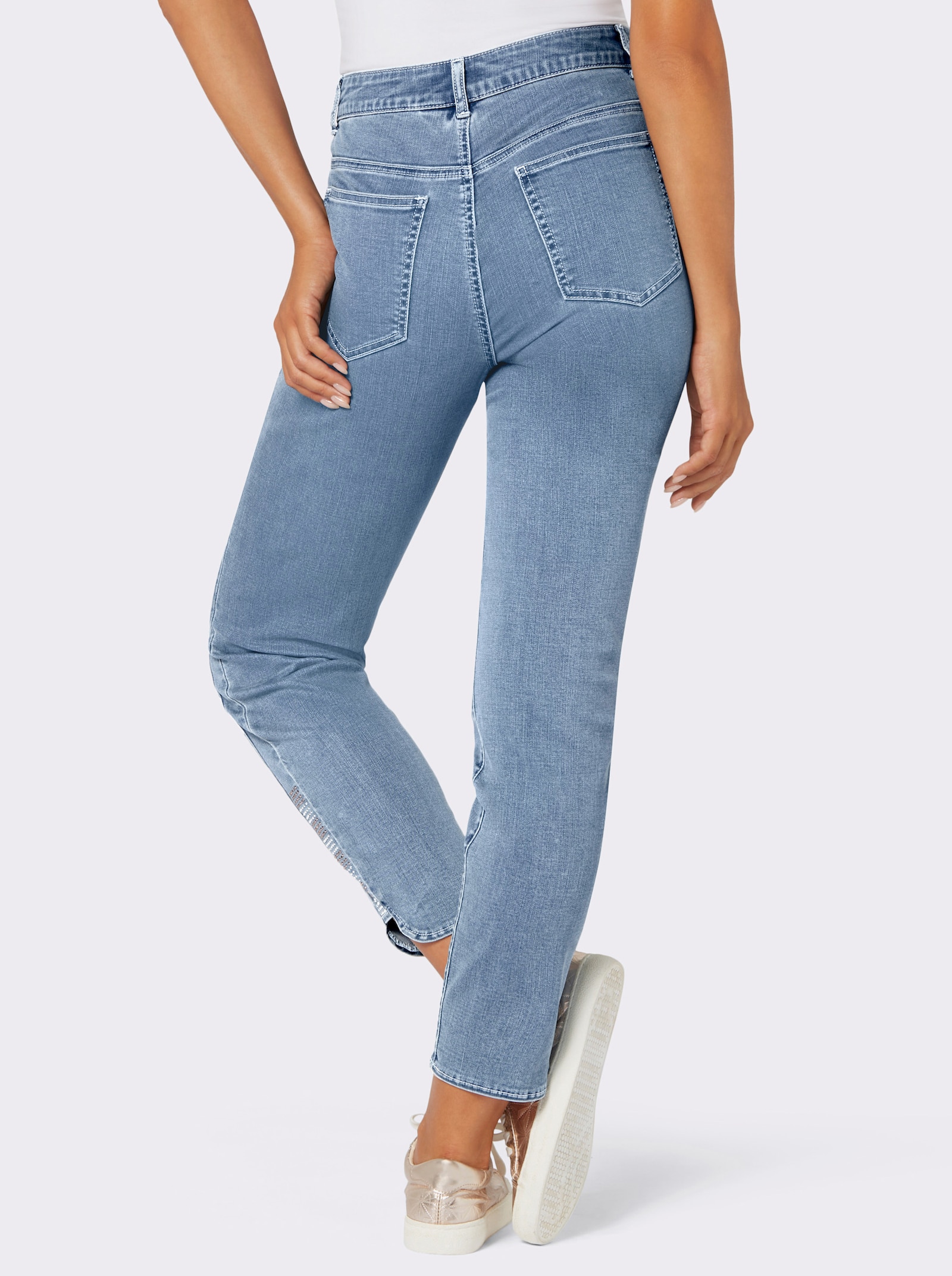 5-Pocket-Jeans mit Glitzersteinchen - blue-bleached