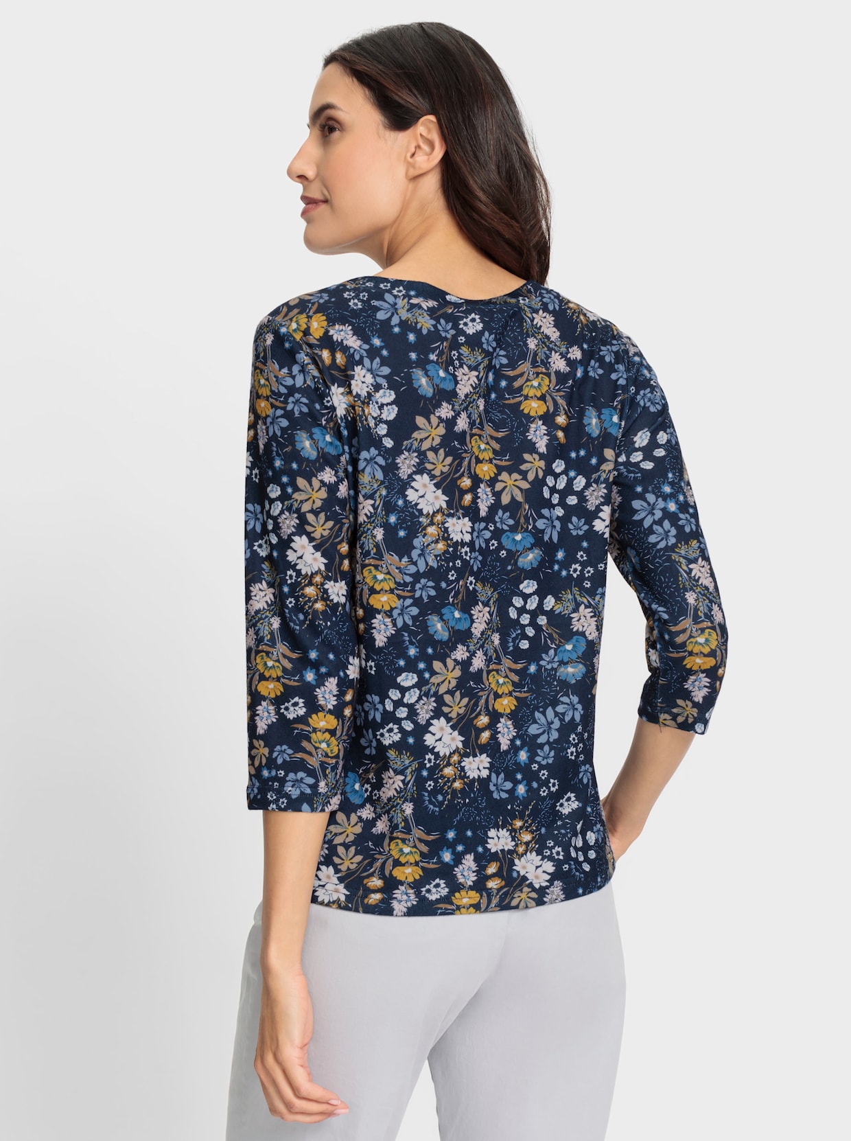 Shirt met print - marine/sesam bedrukt