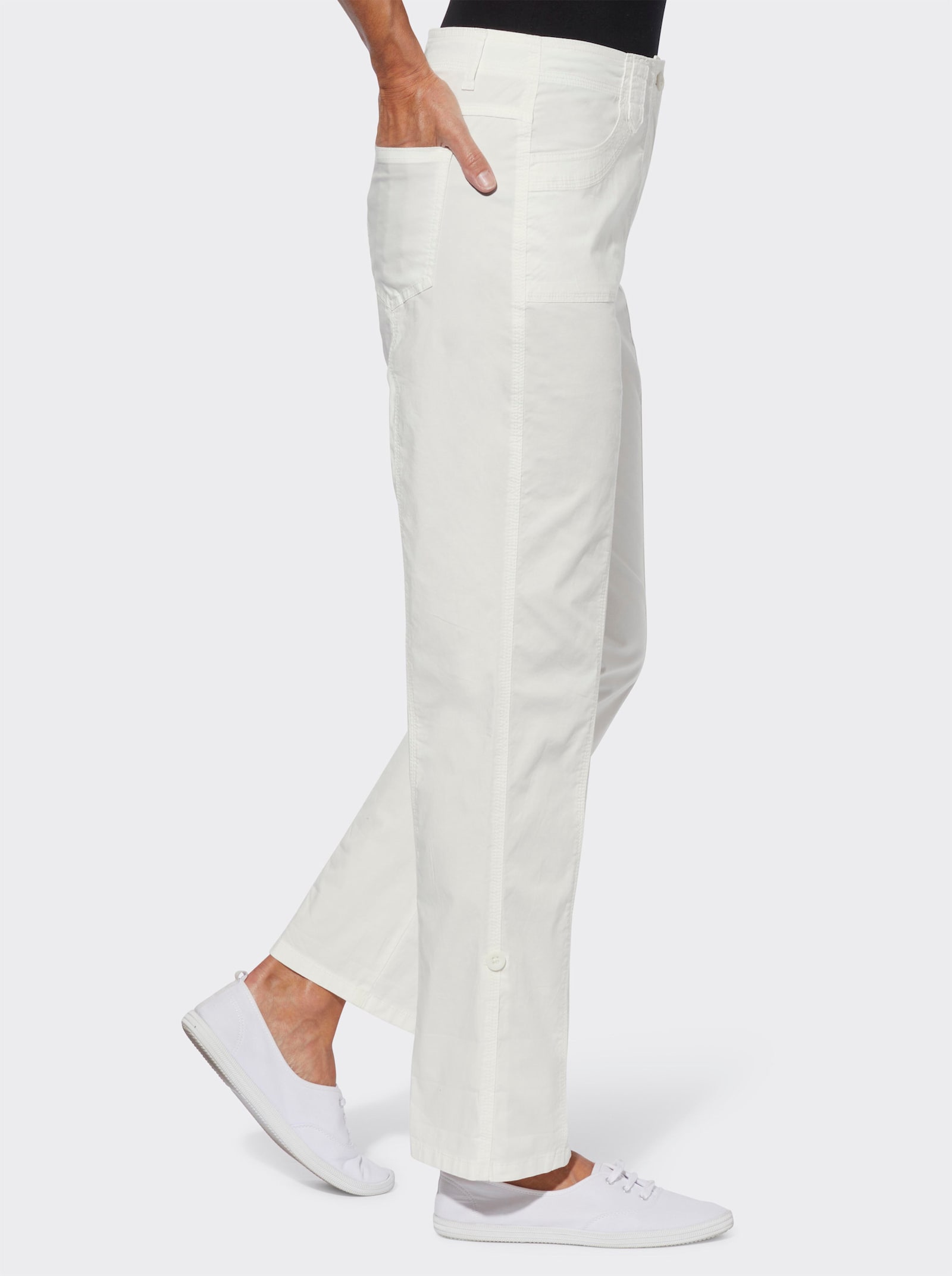 Hose mit krempelbaren Beinen - ecru