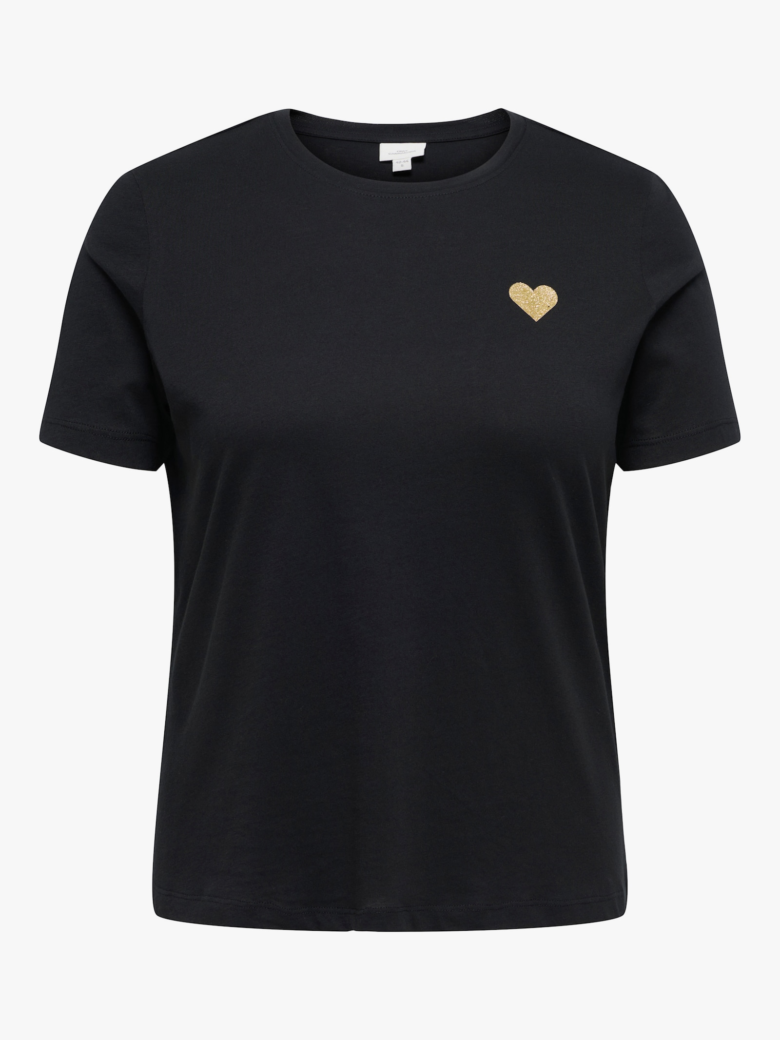 ONLY CARMAKOMA T-Shirt - black print:gold glitter heart