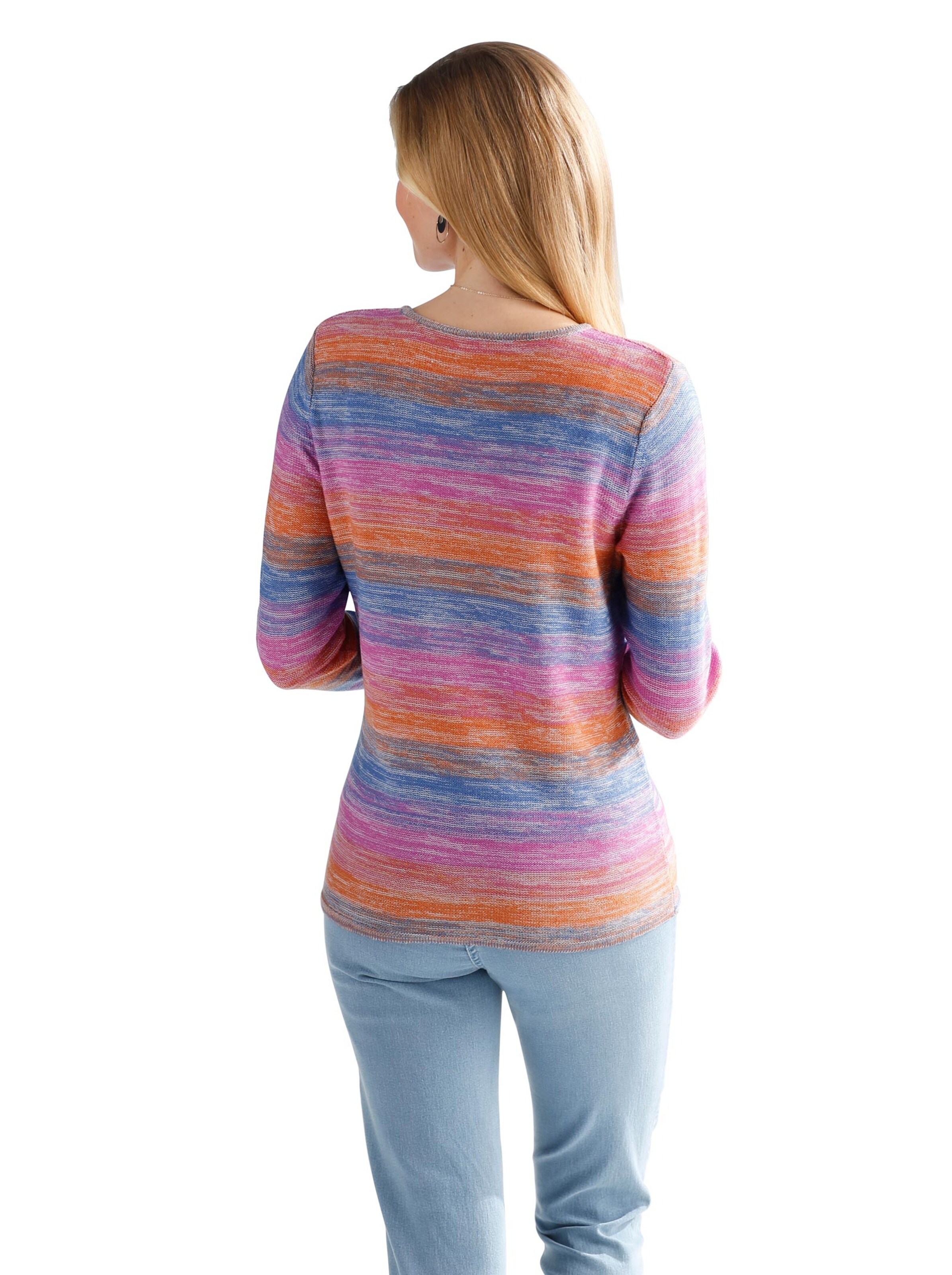 Pullover - fuchsia-ocker-gestreift