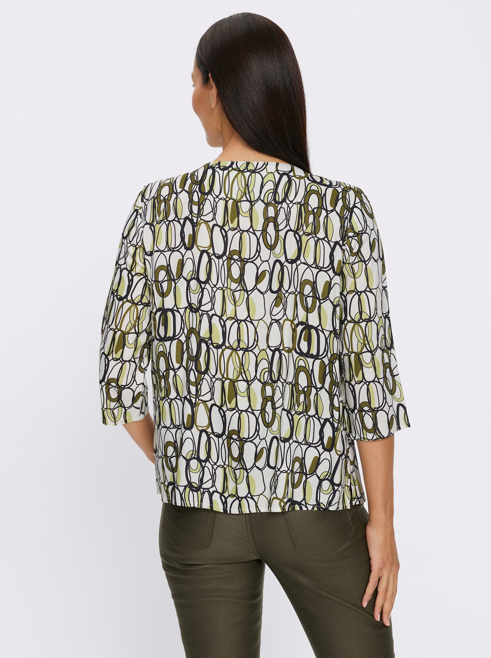 heine Druckbluse mit 3/4-Arm - schwarz-ecru-bedruckt