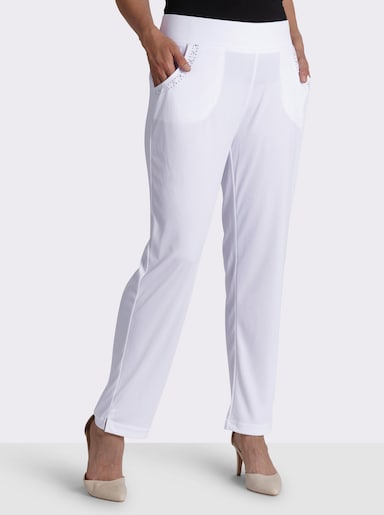 Schlupfhose mit Ziersteinchen - weiß